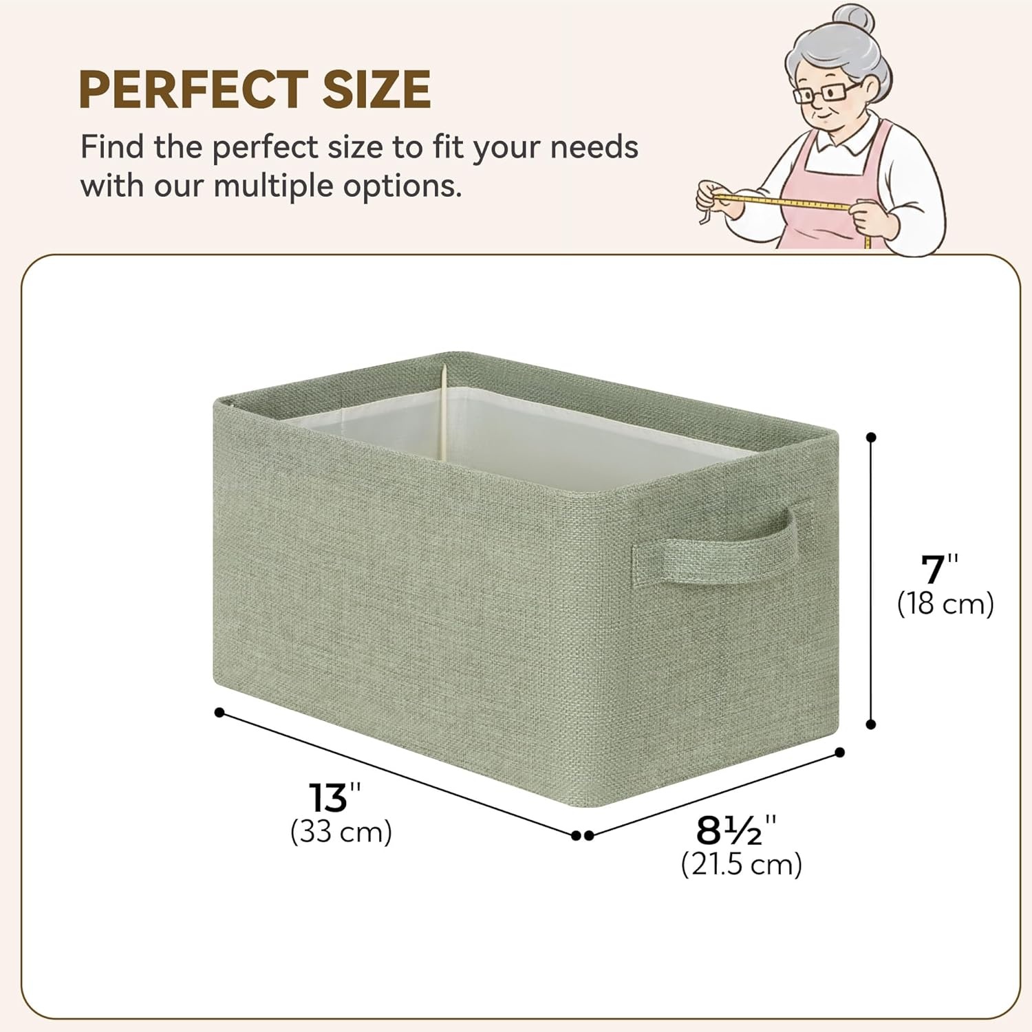 image:imageGRANNY SAYS Storage Bins for Closet Linen Closet Organizers and Storage Baskets with Metal Frame Shelf Storage Bins for Organizing Living Room Bedroom Wardrobe Foldable Sturdy Beige 2PackSage Green