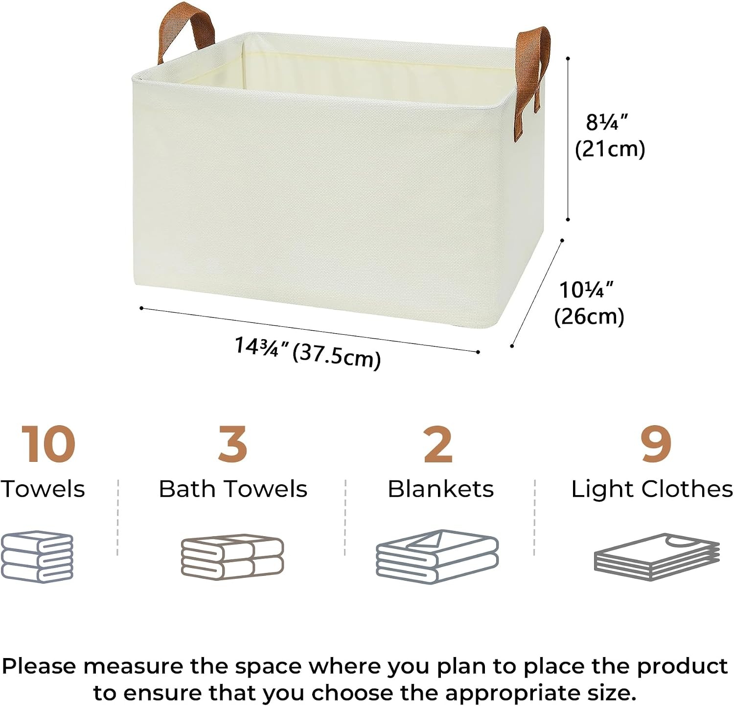 image:imageGRANNY SAYS Storage Bins for Closet Linen Closet Organizers and Storage Baskets with Metal Frame Shelf Storage Bins for Organizing Living Room Bedroom Wardrobe Foldable Sturdy Beige 2PackIvory
