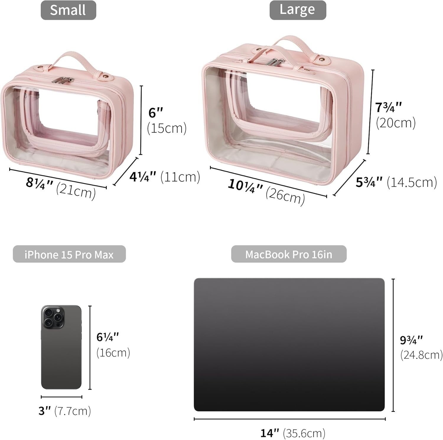 image:imageGRANNY SAYS TSA Approved Toiletry Bag Clear Makeup Bag Travel Toiletry Bag for Women Leather Travel Cosmetic Bag Portable PVC Waterproof Bag Large Makeup Organizer PinkPink