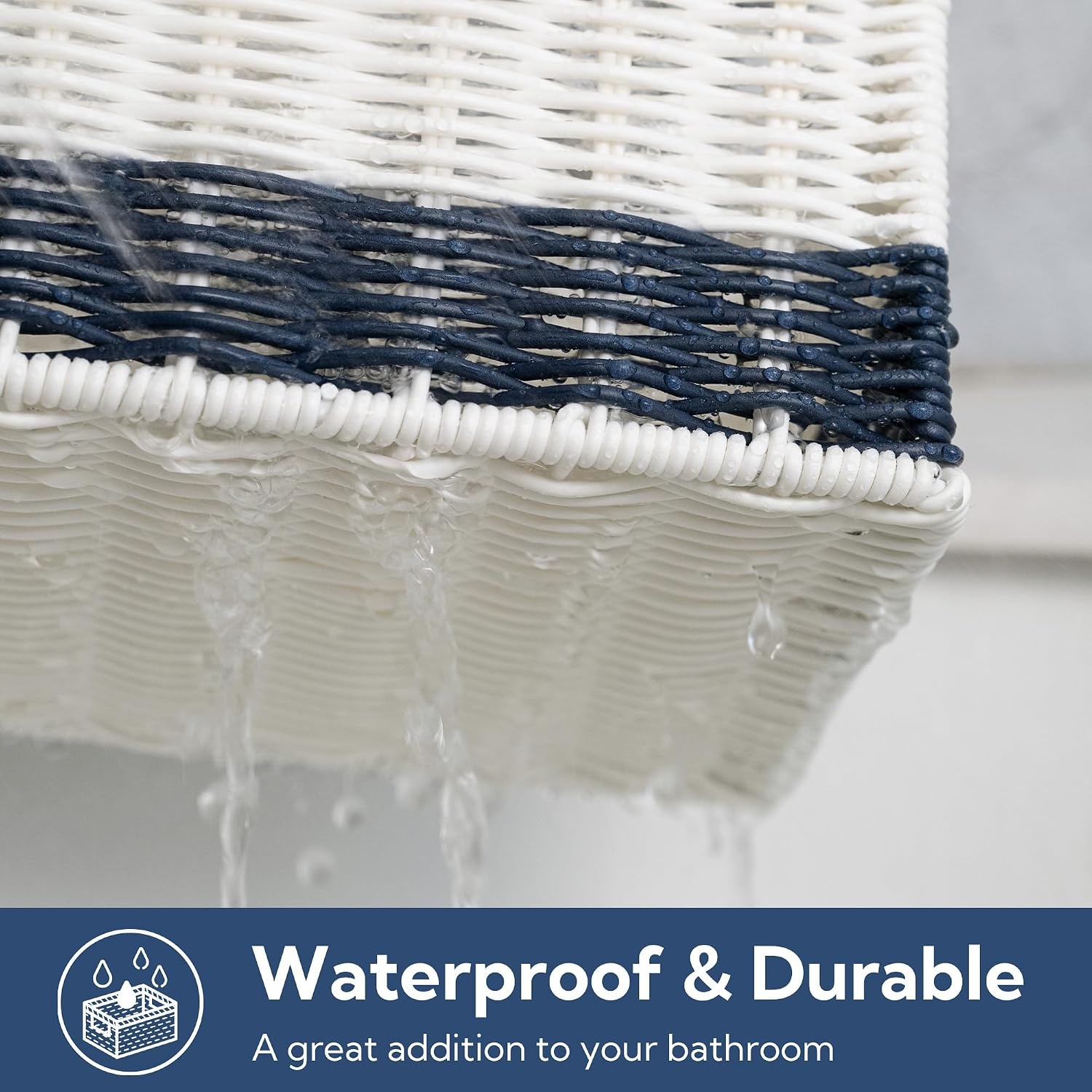 image:imageGRANNY SAYS Toilet Basket Tank Topper Decorative Wicker Basket for Costal Decor Waterproof Baskets for Shelves Back of Toilet Storage Basket Navy Blue