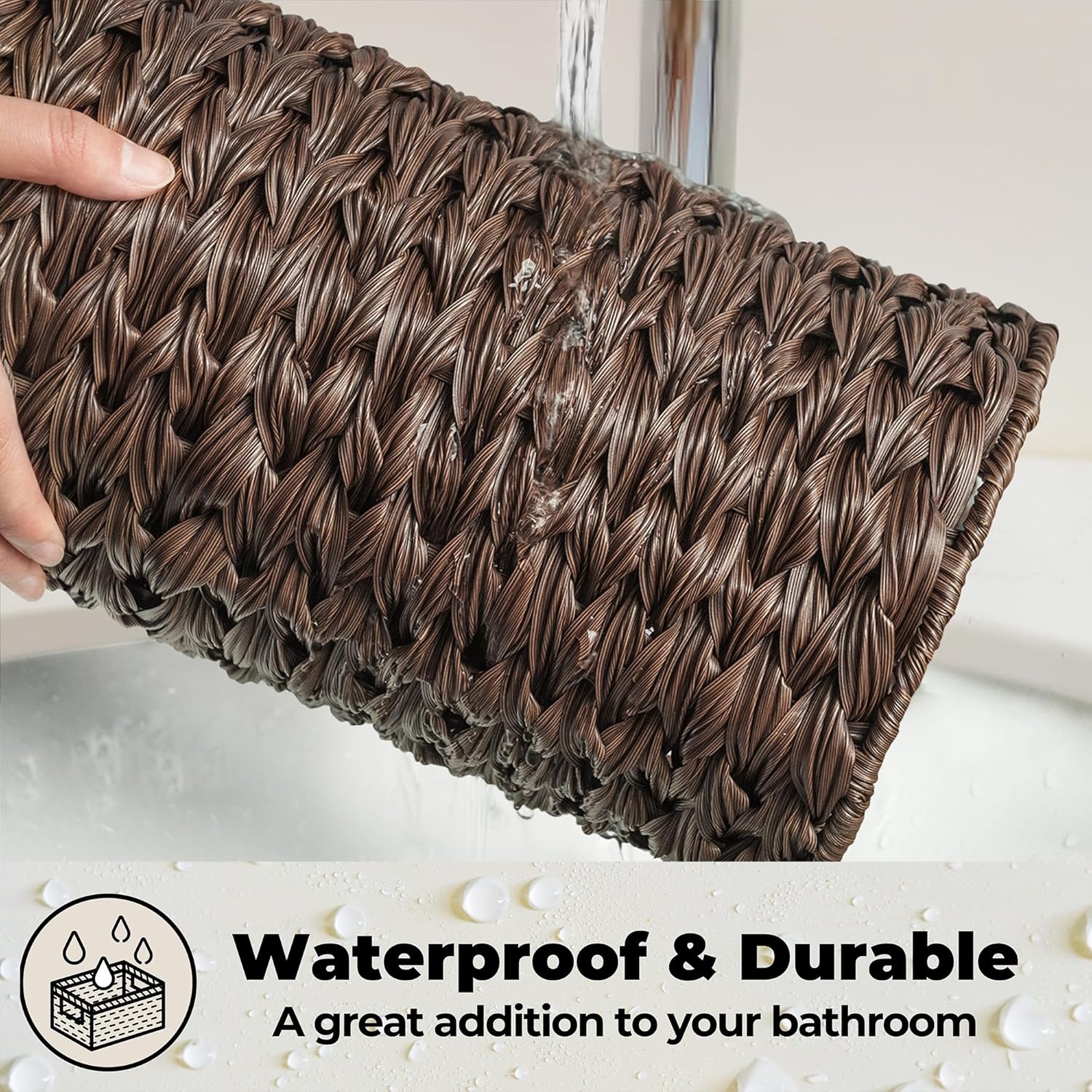 image:imageGRANNY SAYS Toilet Paper Storage Basket with Lid Toilet Paper Holder Stand Waterproof Organizer for Bathroom Bathroom Baskets for 3 Mega Rolls BrownBrown