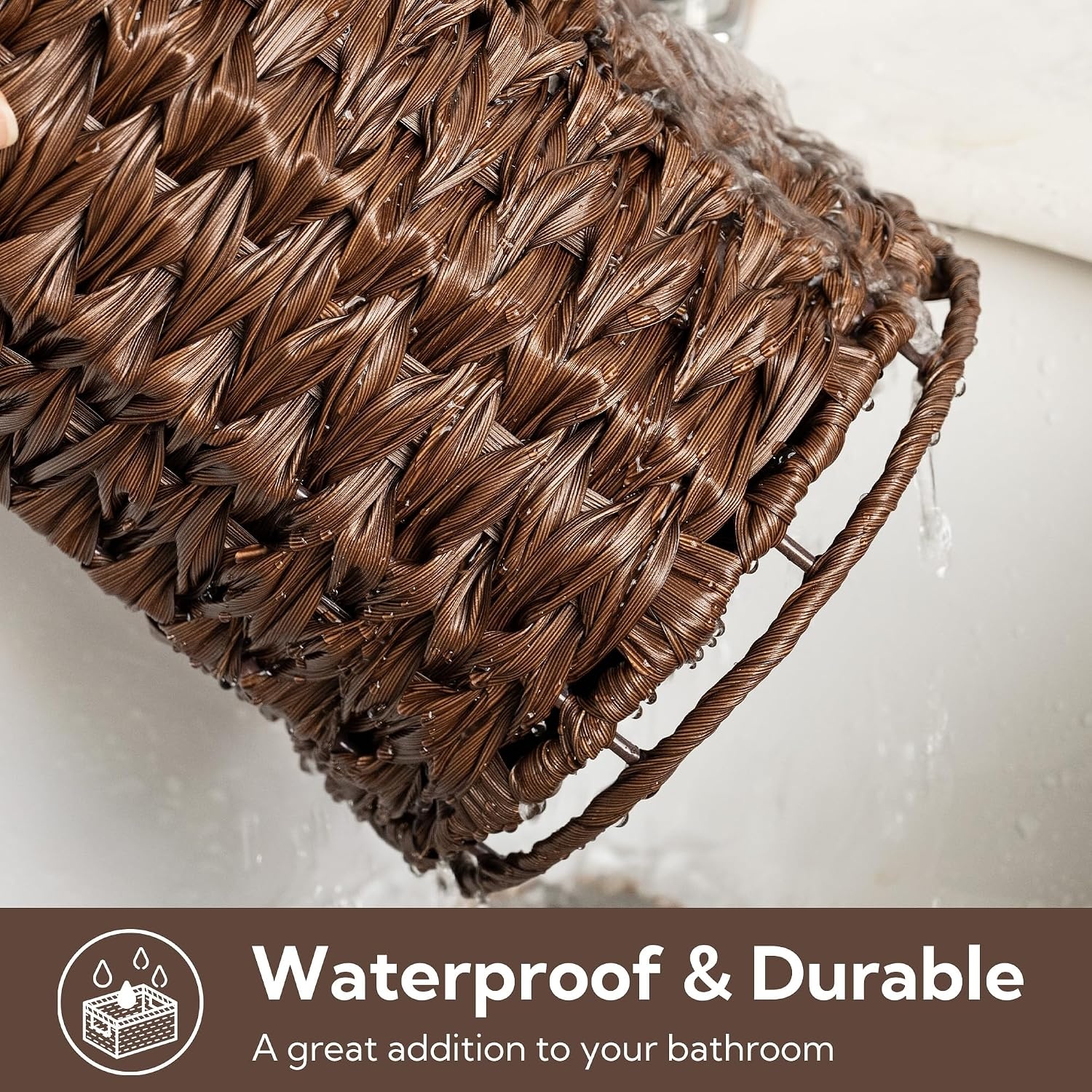image:imageGRANNY SAYS Toilet Paper Storage Basket with Lid Toilet Paper Holder Stand Waterproof Organizer for Bathroom Bathroom Baskets for 3 Mega Rolls BrownBrown