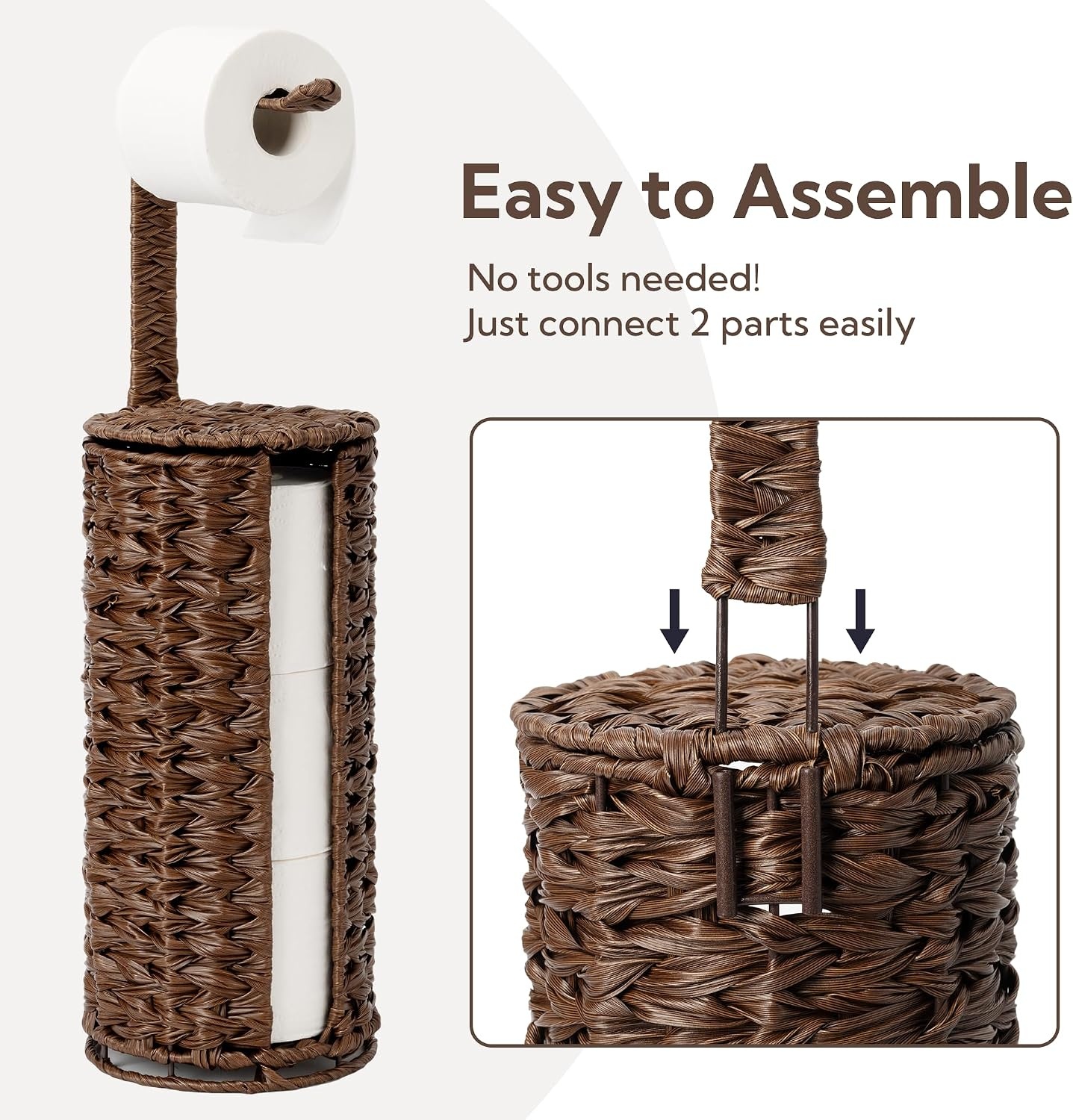 image:imageGRANNY SAYS Toilet Paper Storage Basket with Lid Toilet Paper Holder Stand Waterproof Organizer for Bathroom Bathroom Baskets for 3 Mega Rolls BrownBrown