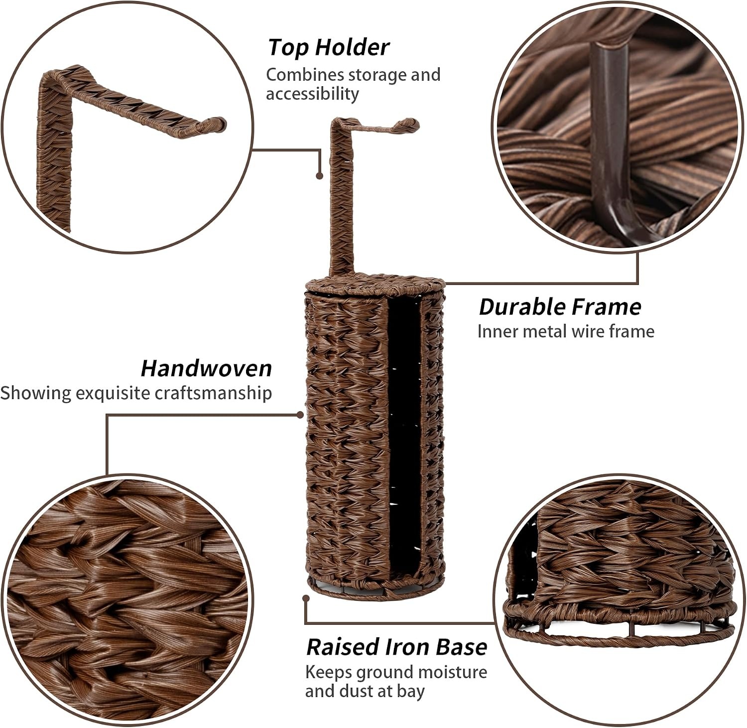 image:imageGRANNY SAYS Toilet Paper Storage Basket with Lid Toilet Paper Holder Stand Waterproof Organizer for Bathroom Bathroom Baskets for 3 Mega Rolls BrownBrown