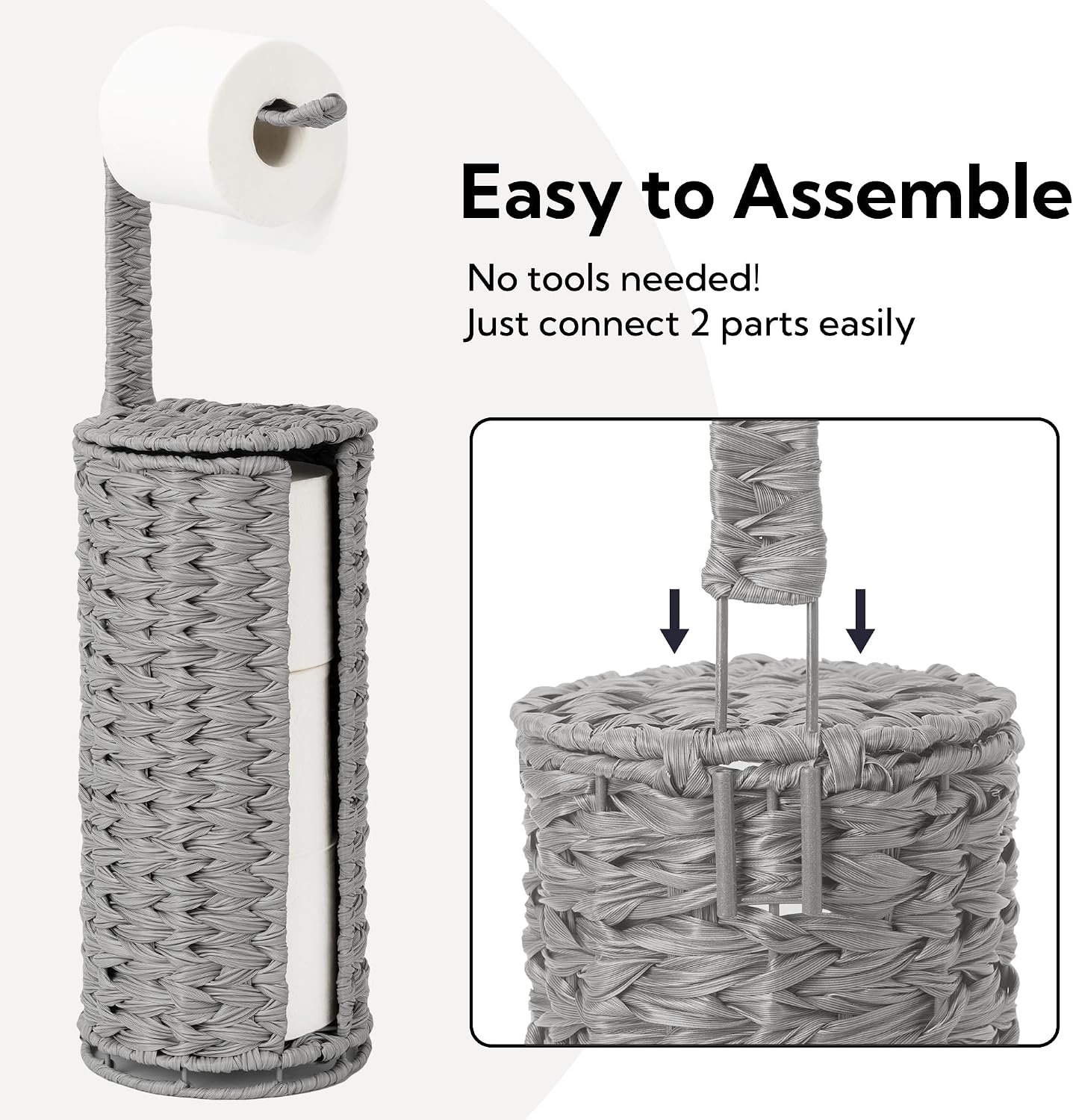 image:imageGRANNY SAYS Toilet Paper Storage Basket with Lid Toilet Paper Holder Stand Waterproof Organizer for Bathroom Bathroom Baskets for 3 Mega Rolls BrownGray