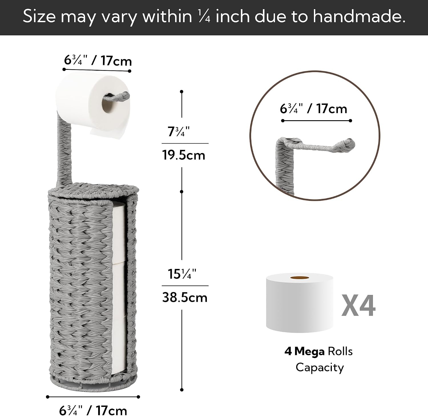 image:imageGRANNY SAYS Toilet Paper Storage Basket with Lid Toilet Paper Holder Stand Waterproof Organizer for Bathroom Bathroom Baskets for 3 Mega Rolls BrownGray