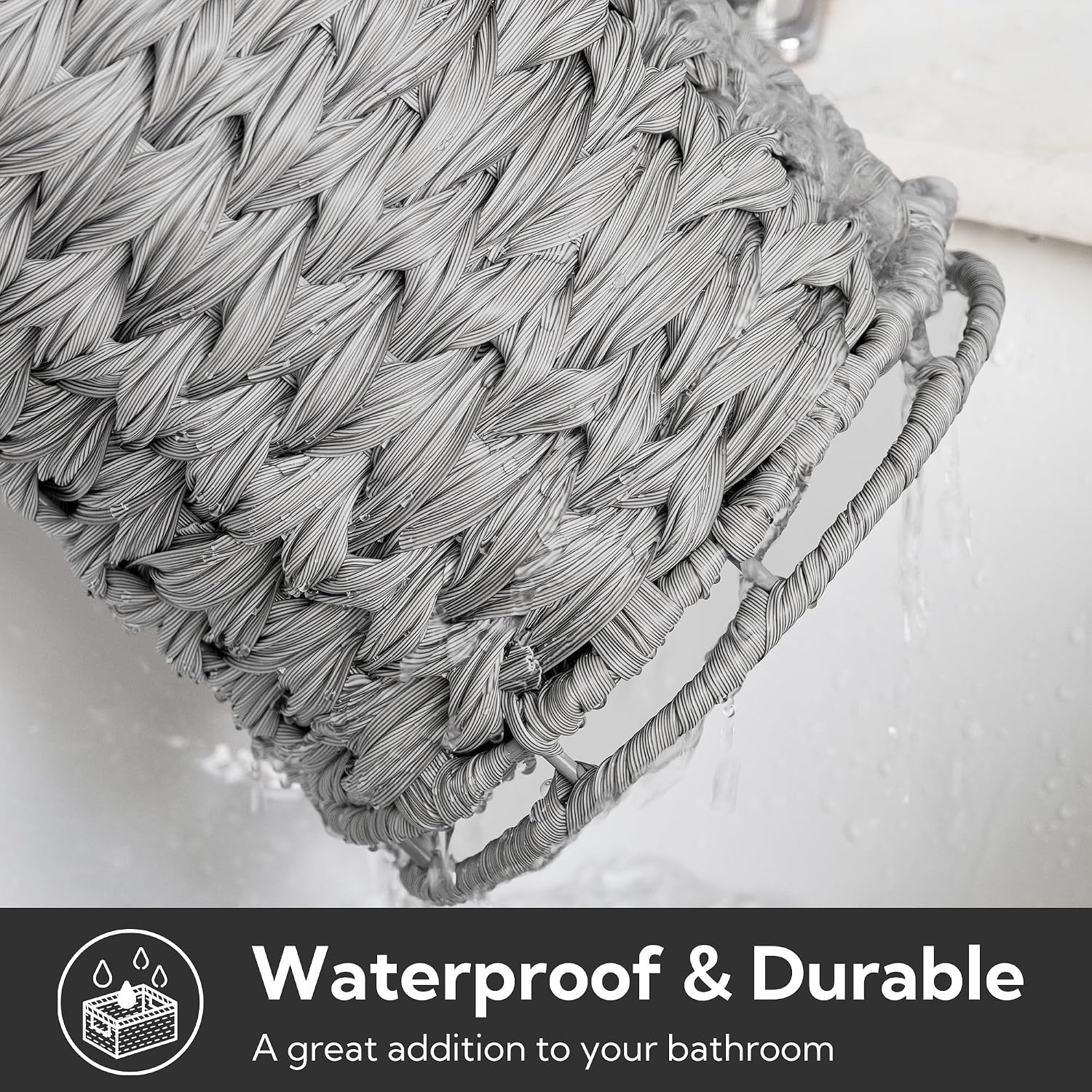 image:imageGRANNY SAYS Toilet Paper Storage Basket with Lid Toilet Paper Holder Stand Waterproof Organizer for Bathroom Bathroom Baskets for 3 Mega Rolls BrownGray