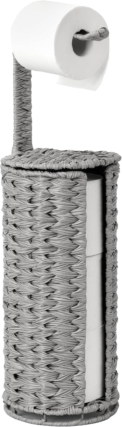 image:imageGRANNY SAYS Toilet Paper Storage Basket with Lid Toilet Paper Holder Stand Waterproof Organizer for Bathroom Bathroom Baskets for 3 Mega Rolls BrownGray