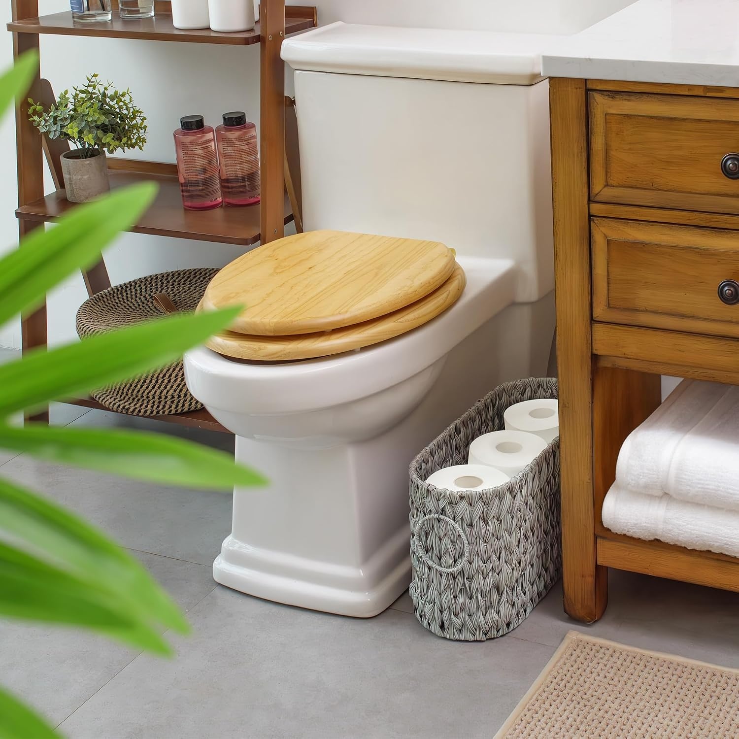 image:imageGRANNY SAYS Toilet Paper Storage Basket with Lid and Handle Durable Toilet Paper Holder Waterproof Bathroom Organizers and Storage Wicker Basket for Bathroom Storage GreyGrey