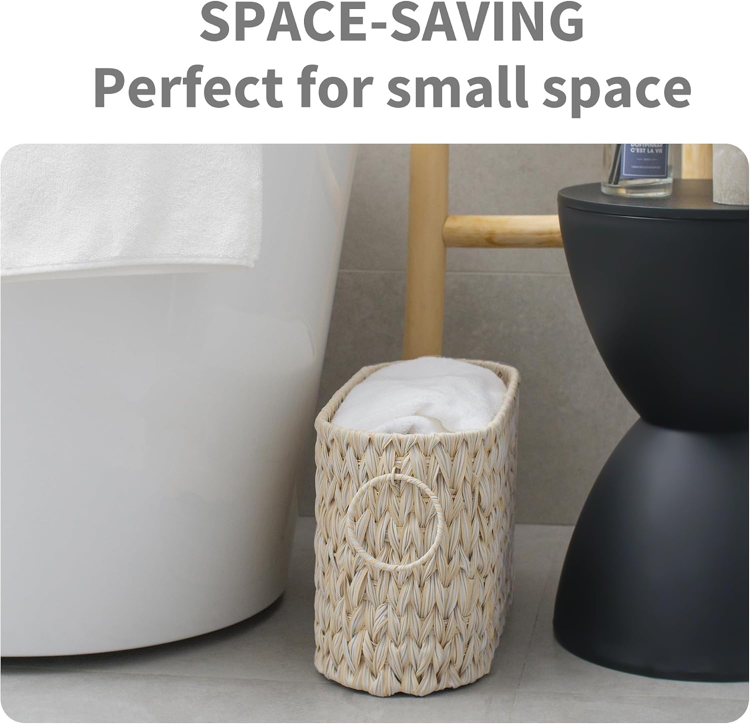 image:imageGRANNY SAYS Toilet Paper Storage Basket with Lid and Handle Durable Toilet Paper Holder Waterproof Bathroom Organizers and Storage Wicker Basket for Bathroom Storage GreyButter Milk