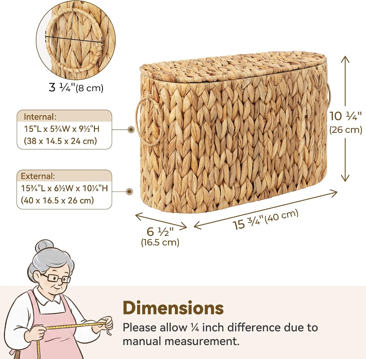 image:imageGRANNY SAYS Toilet Paper Storage Basket with Lid and Handle Durable Toilet Paper Holder Waterproof Bathroom Organizers and Storage Wicker Basket for Bathroom Storage GreyNatural Water Hyacinth