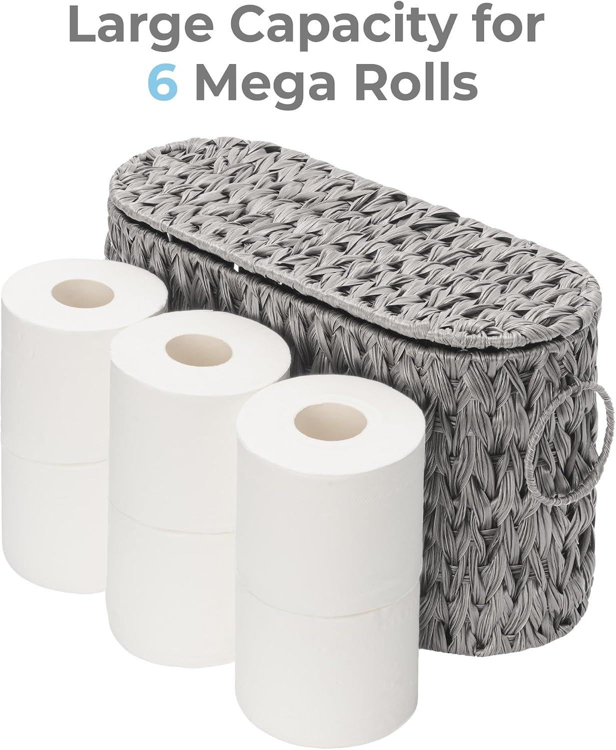 image:imageGRANNY SAYS Toilet Paper Storage Basket with Lid and Handle Durable Toilet Paper Holder Waterproof Bathroom Organizers and Storage Wicker Basket for Bathroom Storage GreyGrey