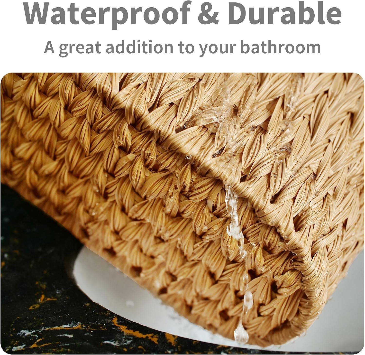 image:imageGRANNY SAYS Toilet Paper Storage Basket with Lid and Handle Durable Toilet Paper Holder Waterproof Bathroom Organizers and Storage Wicker Basket for Bathroom Storage GreyNature