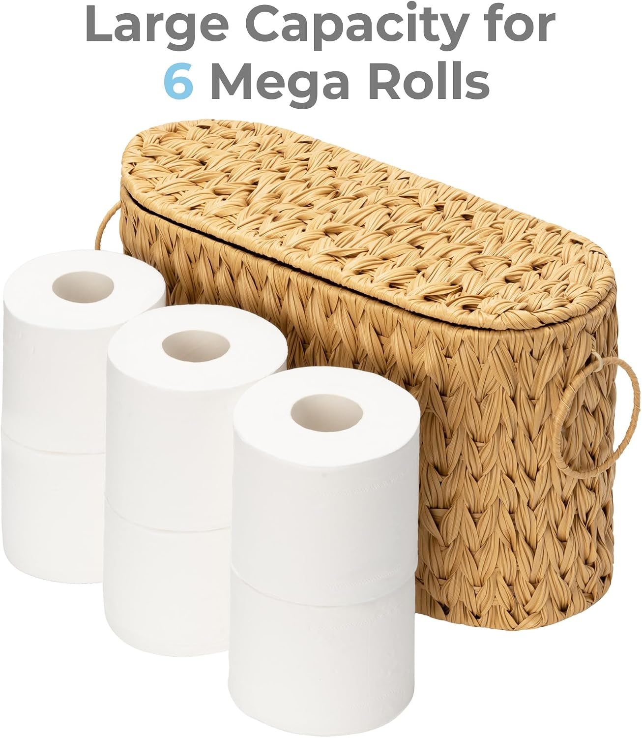 image:imageGRANNY SAYS Toilet Paper Storage Basket with Lid and Handle Durable Toilet Paper Holder Waterproof Bathroom Organizers and Storage Wicker Basket for Bathroom Storage GreyNature