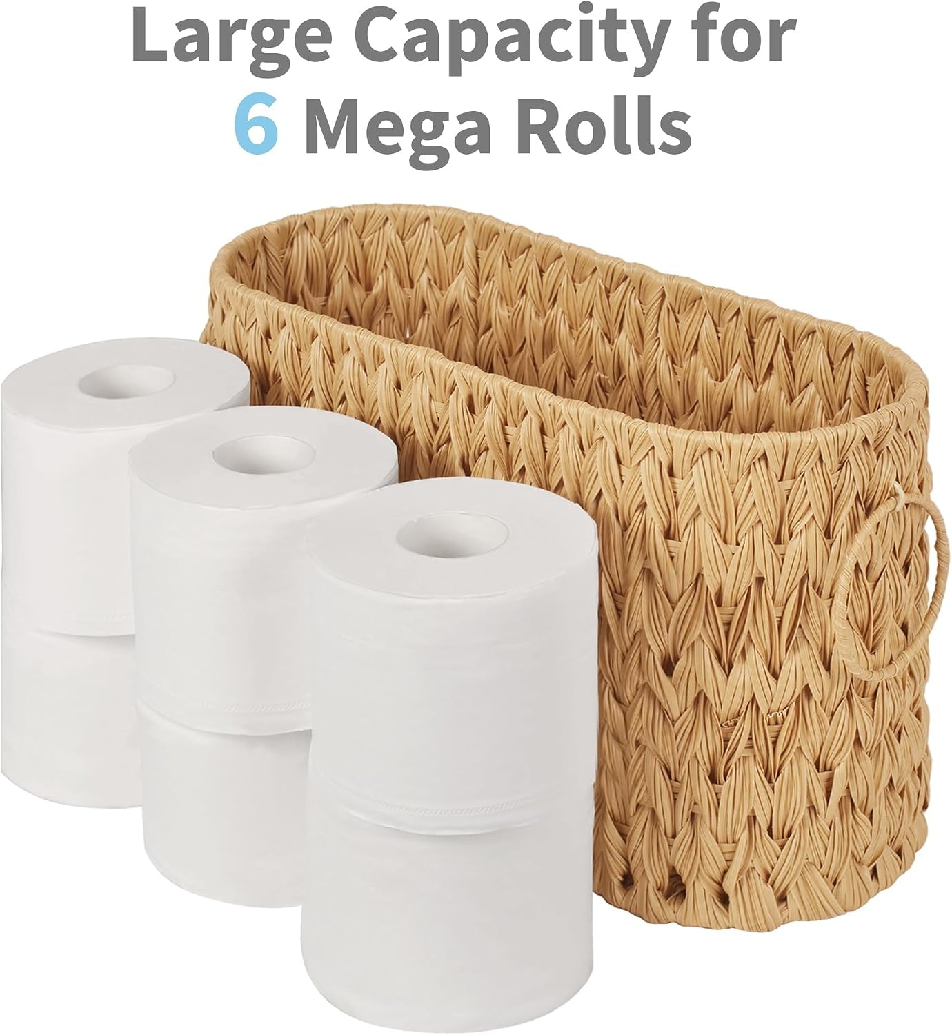 image:imageGRANNY SAYS Toilet Paper Storage Basket with Lid and Handle Durable Toilet Paper Holder Waterproof Bathroom Organizers and Storage Wicker Basket for Bathroom Storage GreyNature