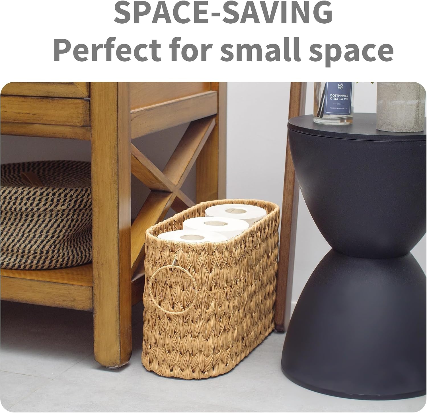 image:imageGRANNY SAYS Toilet Paper Storage Basket with Lid and Handle Durable Toilet Paper Holder Waterproof Bathroom Organizers and Storage Wicker Basket for Bathroom Storage GreyNature