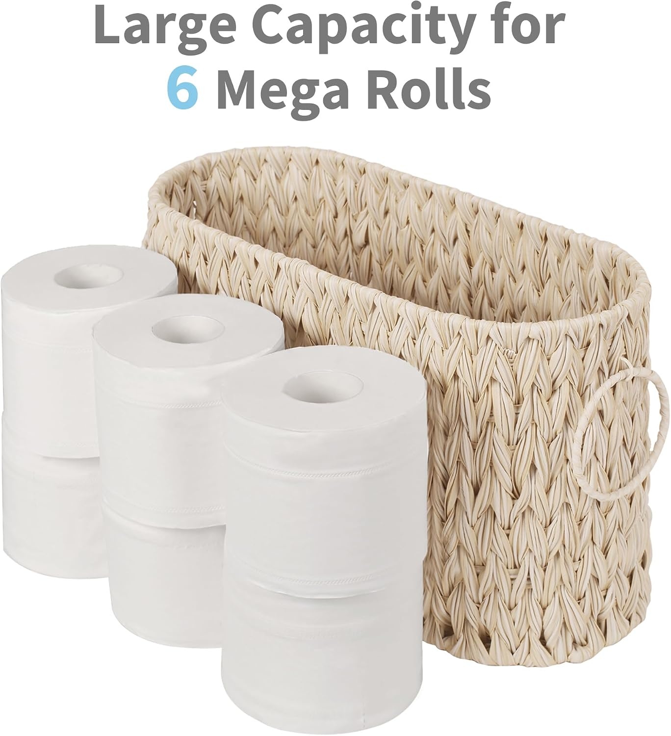 image:imageGRANNY SAYS Toilet Paper Storage Basket with Lid and Handle Durable Toilet Paper Holder Waterproof Bathroom Organizers and Storage Wicker Basket for Bathroom Storage GreyButter Milk