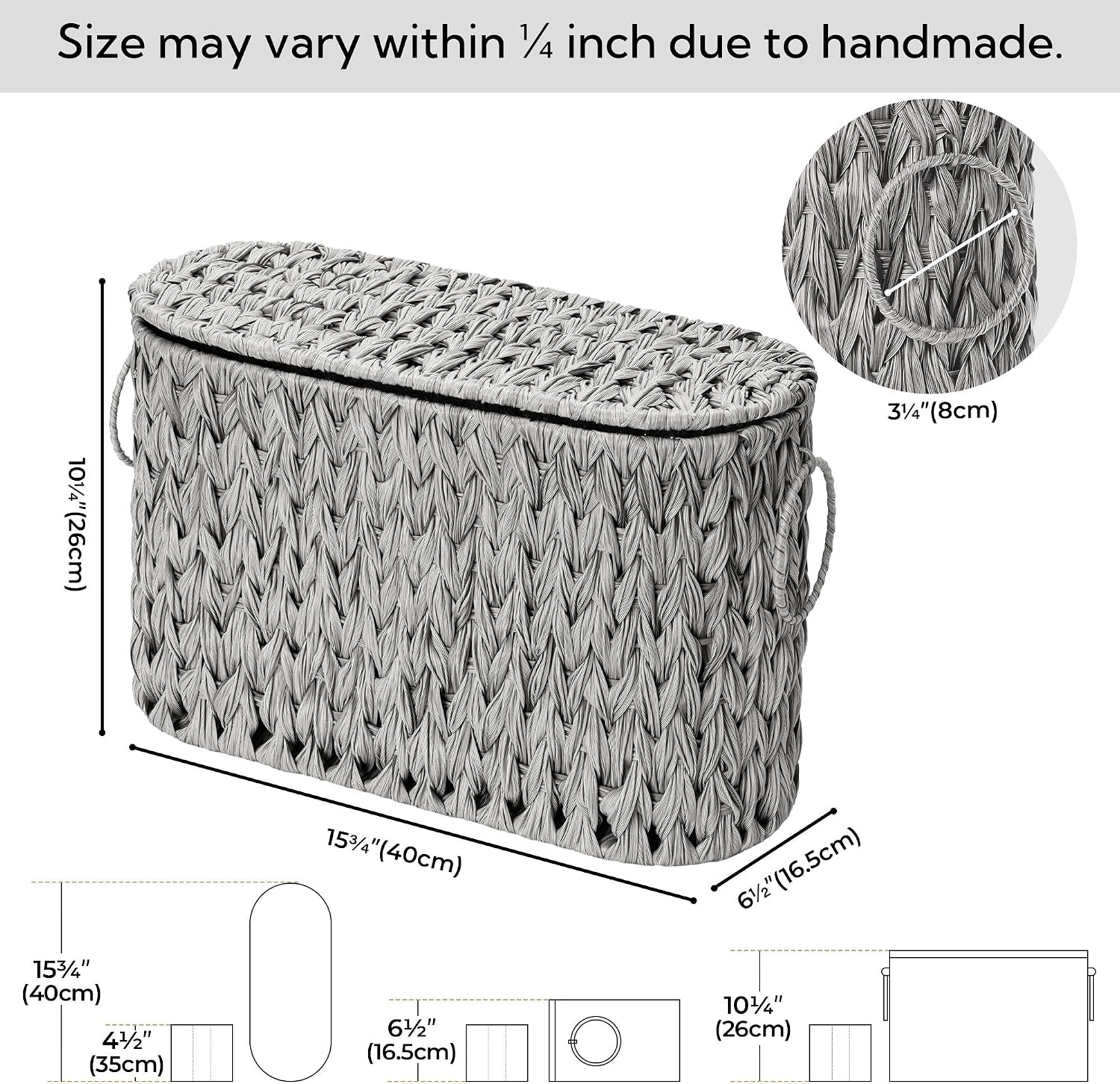 image:imageGRANNY SAYS Toilet Paper Storage Basket with Lid and Handle Durable Toilet Paper Holder Waterproof Bathroom Organizers and Storage Wicker Basket for Bathroom Storage GreyGrey