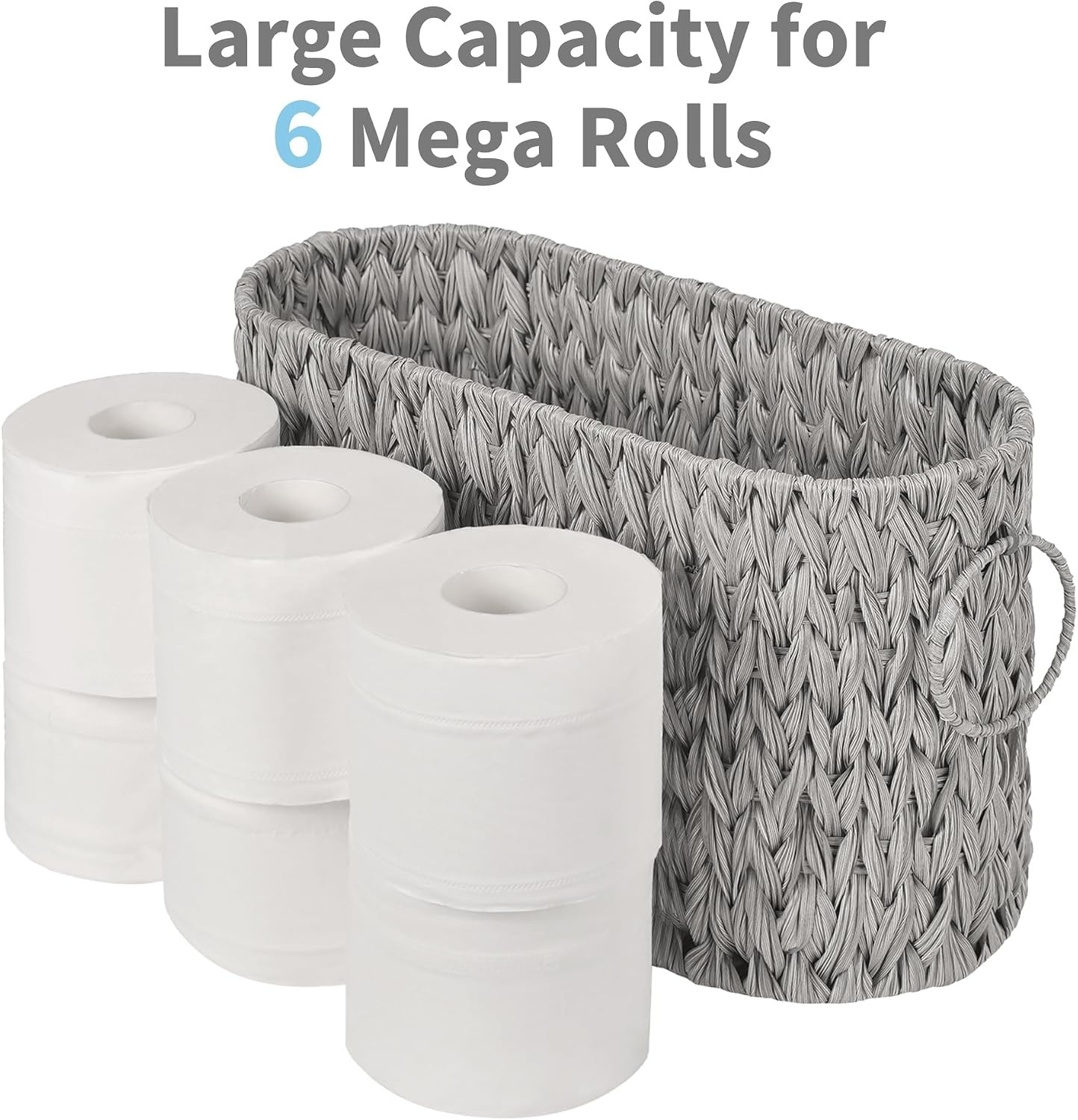 image:imageGRANNY SAYS Toilet Paper Storage Basket with Lid and Handle Durable Toilet Paper Holder Waterproof Bathroom Organizers and Storage Wicker Basket for Bathroom Storage GreyGrey