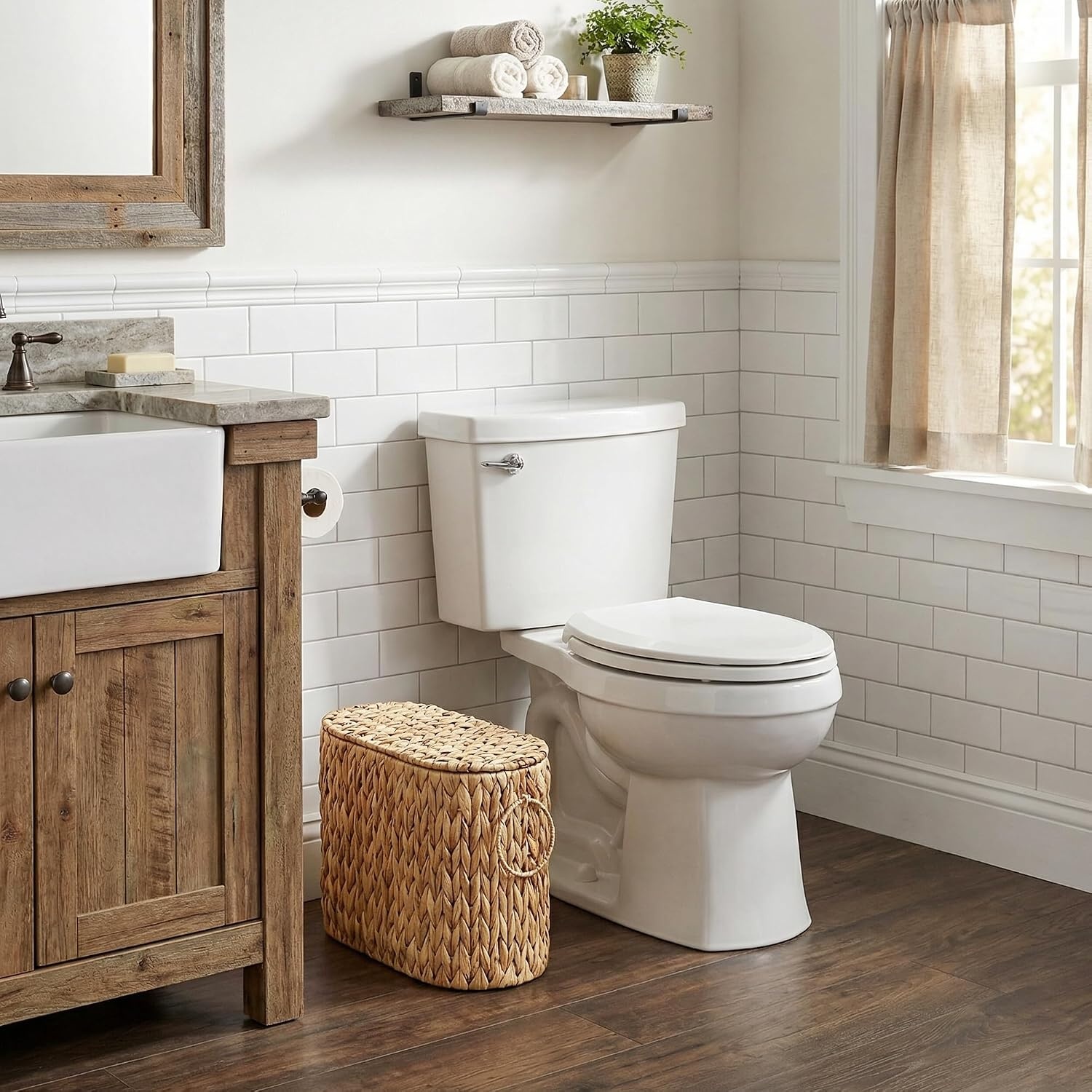 image:imageGRANNY SAYS Toilet Paper Storage Basket with Lid and Handle Durable Toilet Paper Holder Waterproof Bathroom Organizers and Storage Wicker Basket for Bathroom Storage GreyNatural Water Hyacinth