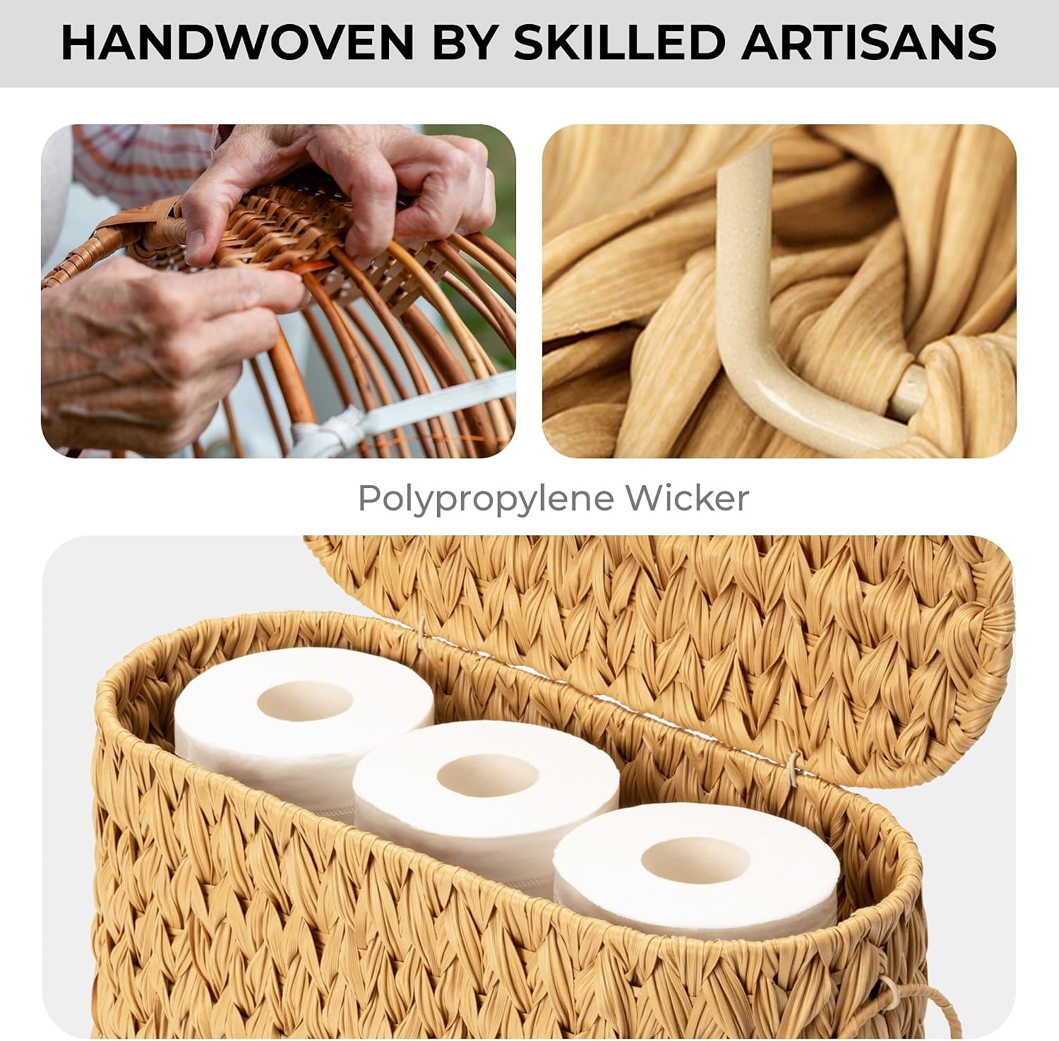 image:imageGRANNY SAYS Toilet Paper Storage Basket with Lid and Handle Durable Toilet Paper Holder Waterproof Bathroom Organizers and Storage Wicker Basket for Bathroom Storage GreyNature