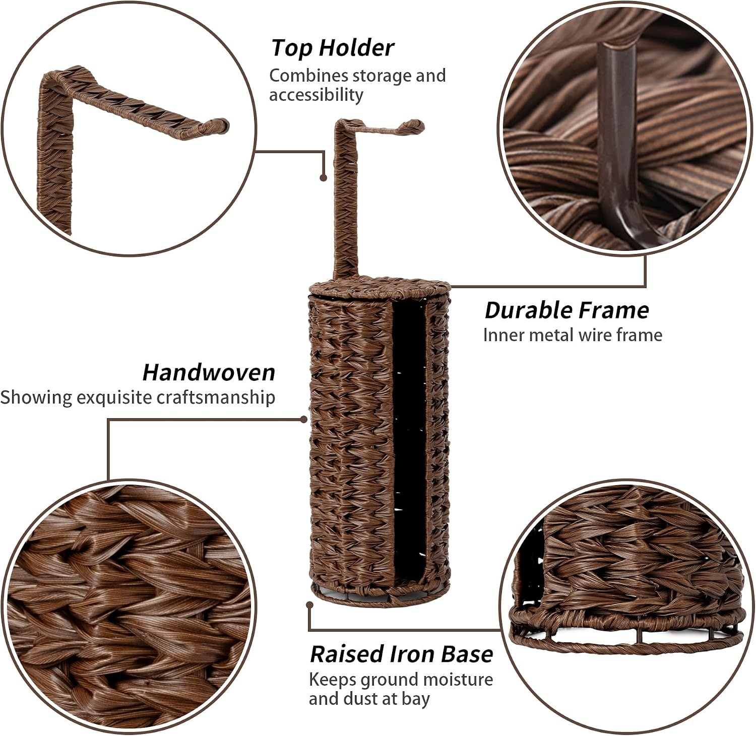 image:imageGRANNY SAYS Toilet Paper Storage Holder Bathroom Toilet Paper Holder Stand Woven Bathroom Baskets for Bathroom Free Standing Organizer for Bathroom StorageBrown