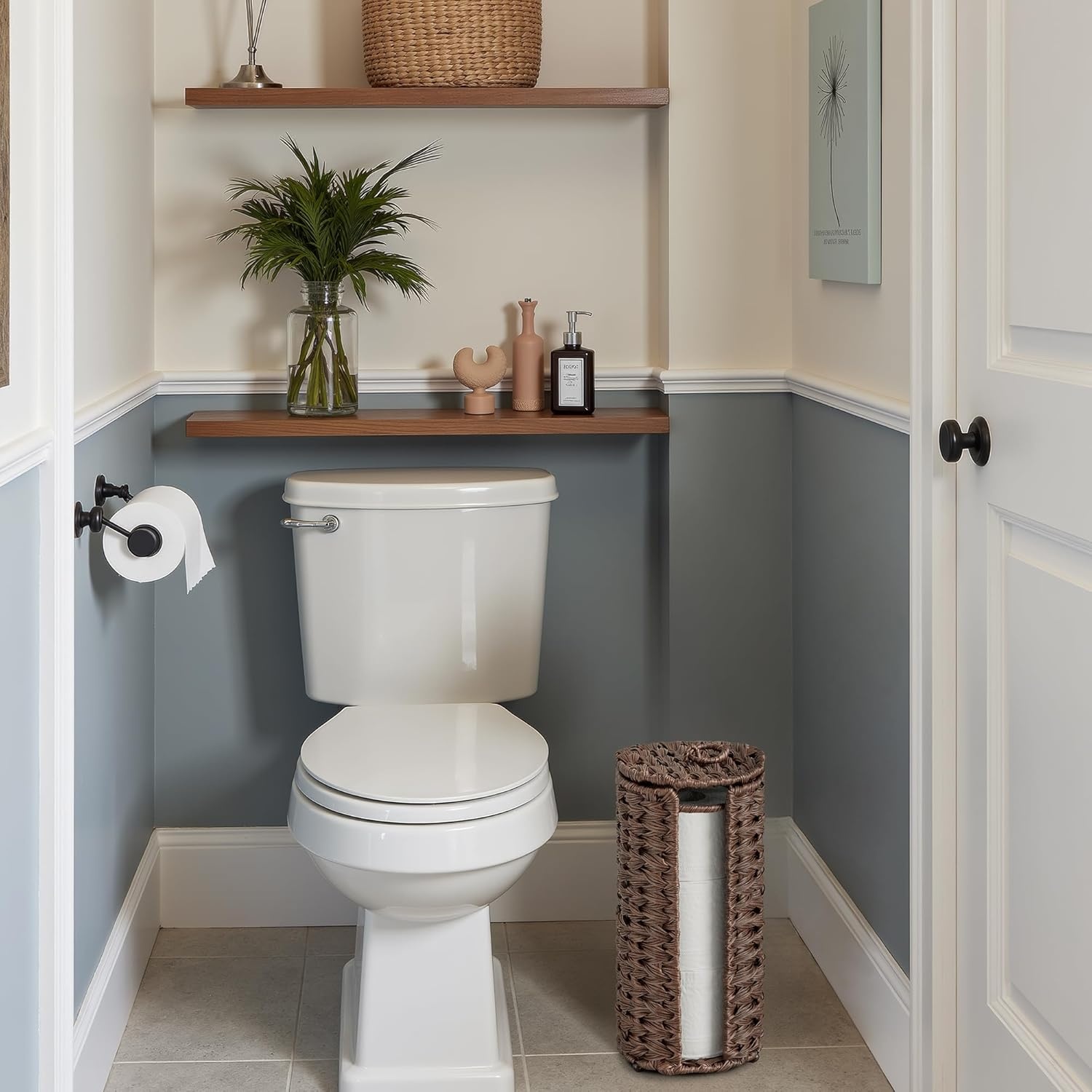 image:imageGRANNY SAYS Toilet Paper Storage Holder Bathroom Toilet Paper Holder Stand Woven Bathroom Baskets for Bathroom Free Standing Organizer for Bathroom StorageBrown