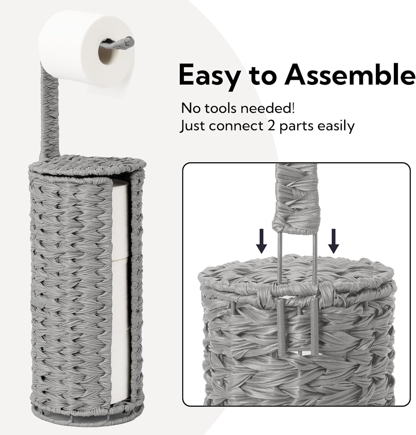 image:imageGRANNY SAYS Toilet Paper Storage Holder Bathroom Toilet Paper Holder Stand Woven Bathroom Baskets for Bathroom Free Standing Organizer for Bathroom StorageGray