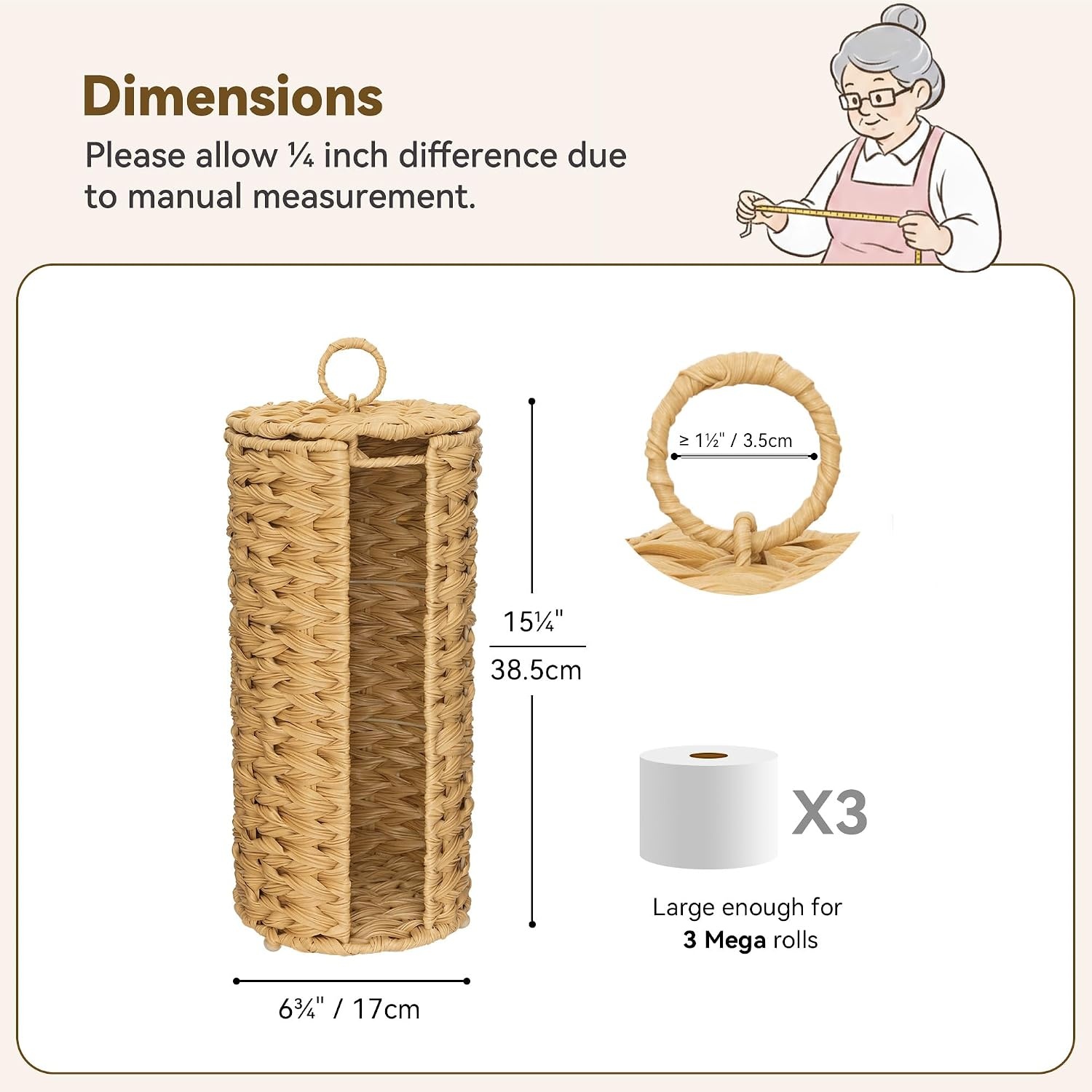 image:imageGRANNY SAYS Toilet Paper Storage Holder Bathroom Toilet Paper Holder Stand Woven Bathroom Baskets for Bathroom Free Standing Organizer for Bathroom StorageNatural