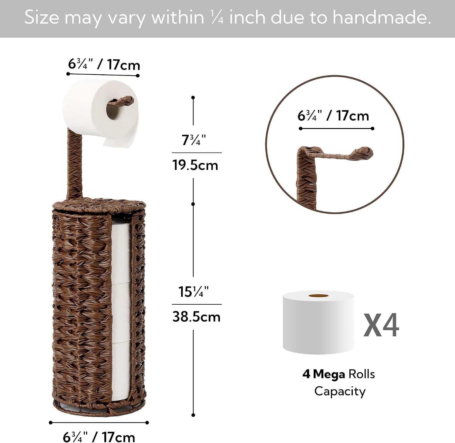 image:imageGRANNY SAYS Toilet Paper Storage Holder Bathroom Toilet Paper Holder Stand Woven Bathroom Baskets for Bathroom Free Standing Organizer for Bathroom StorageBrown