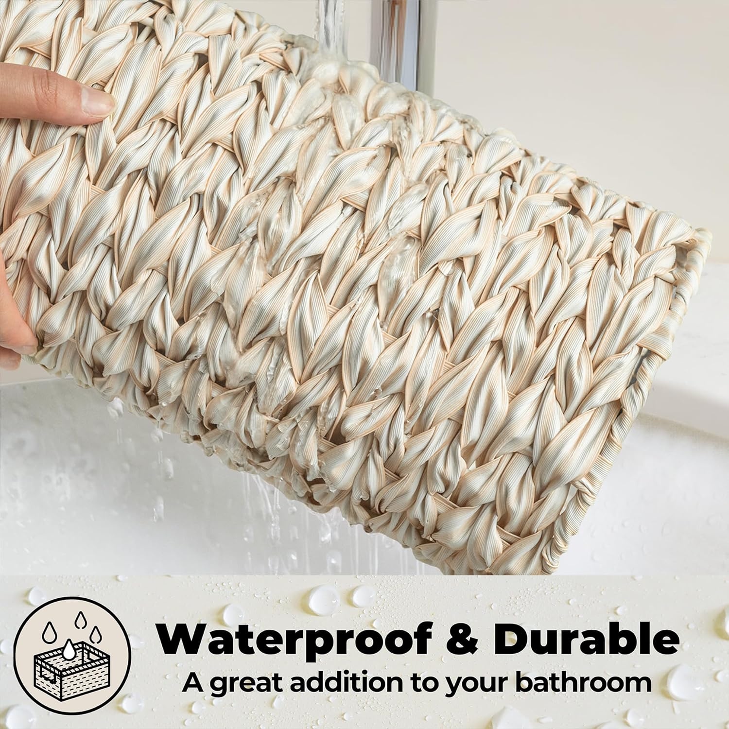 image:imageGRANNY SAYS Toilet Paper Storage Holder Bathroom Toilet Paper Holder Stand Woven Bathroom Baskets for Bathroom Free Standing Organizer for Bathroom StorageButter Milk