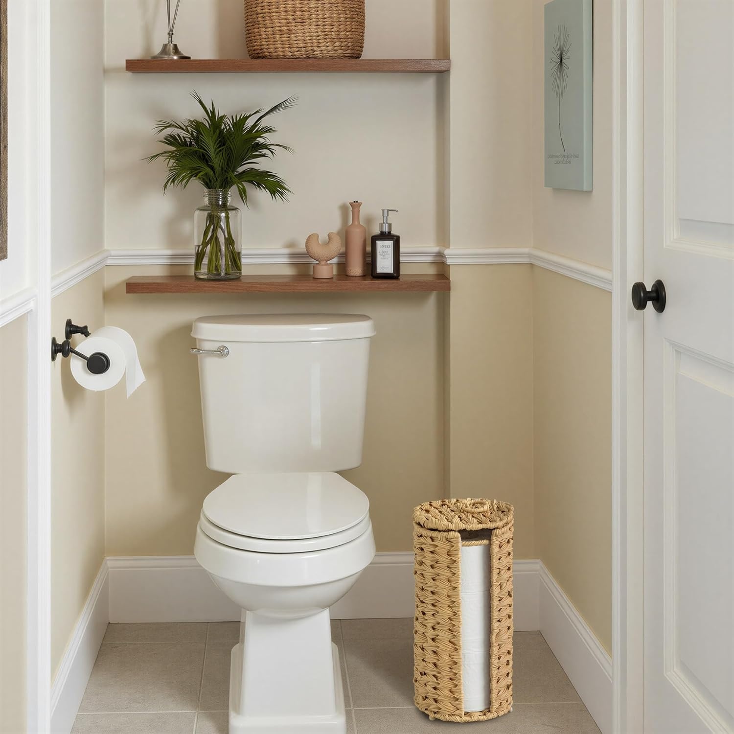image:imageGRANNY SAYS Toilet Paper Storage Holder Bathroom Toilet Paper Holder Stand Woven Bathroom Baskets for Bathroom Free Standing Organizer for Bathroom StorageNatural