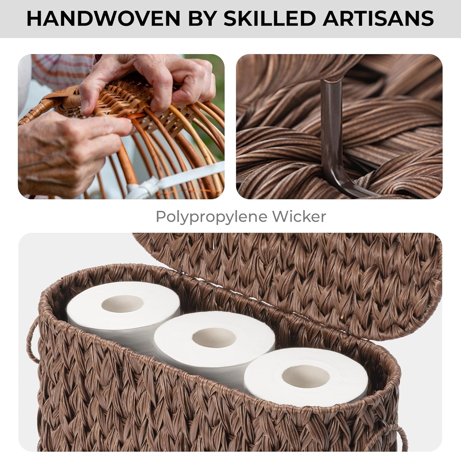 image:imageGRANNY SAYS Toilet Paper Storage Toilet Paper Basket for Bathroom 6 Mega Rolls Holder with Storage Waterproof Bathroom Storage Baskets BrownBrown