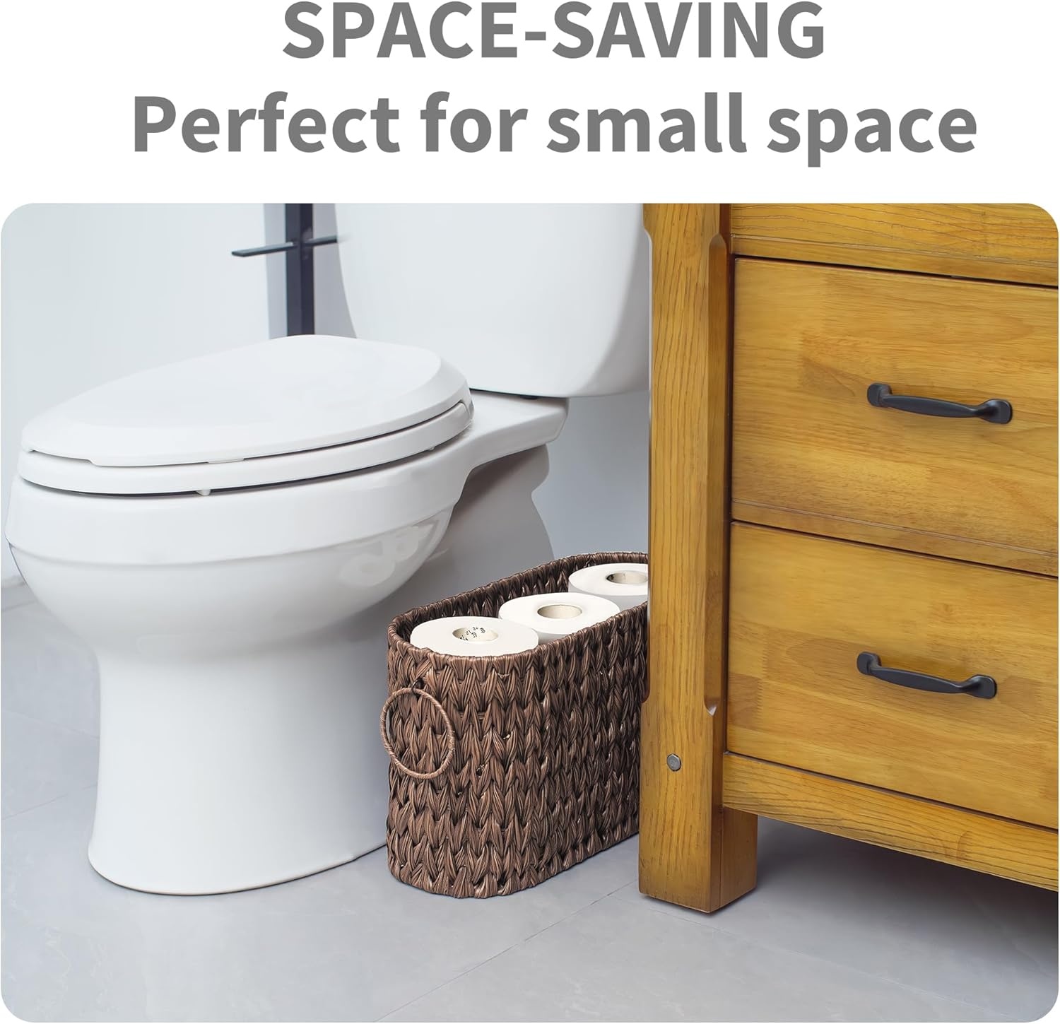 image:imageGRANNY SAYS Toilet Paper Storage Toilet Paper Basket for Bathroom 6 Mega Rolls Holder with Storage Waterproof Bathroom Storage Baskets BrownBrown