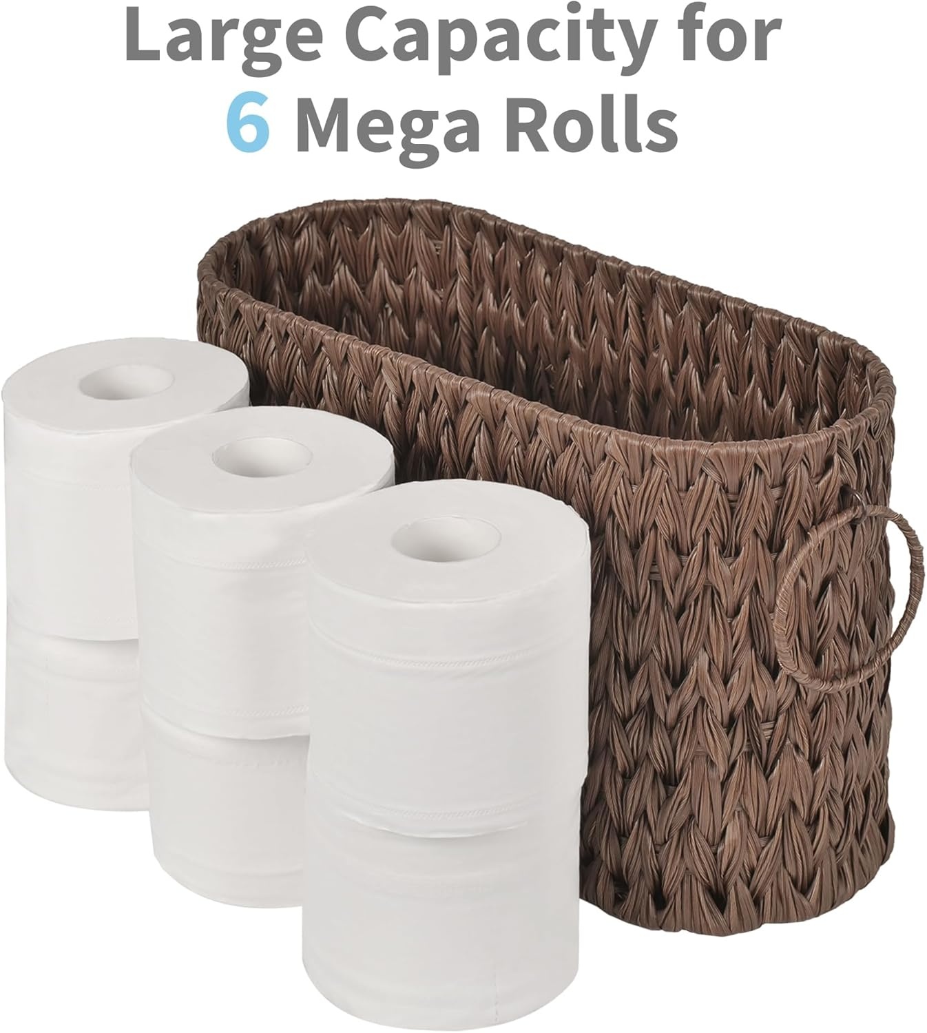 image:imageGRANNY SAYS Toilet Paper Storage Toilet Paper Basket for Bathroom 6 Mega Rolls Holder with Storage Waterproof Bathroom Storage Baskets BrownBrown