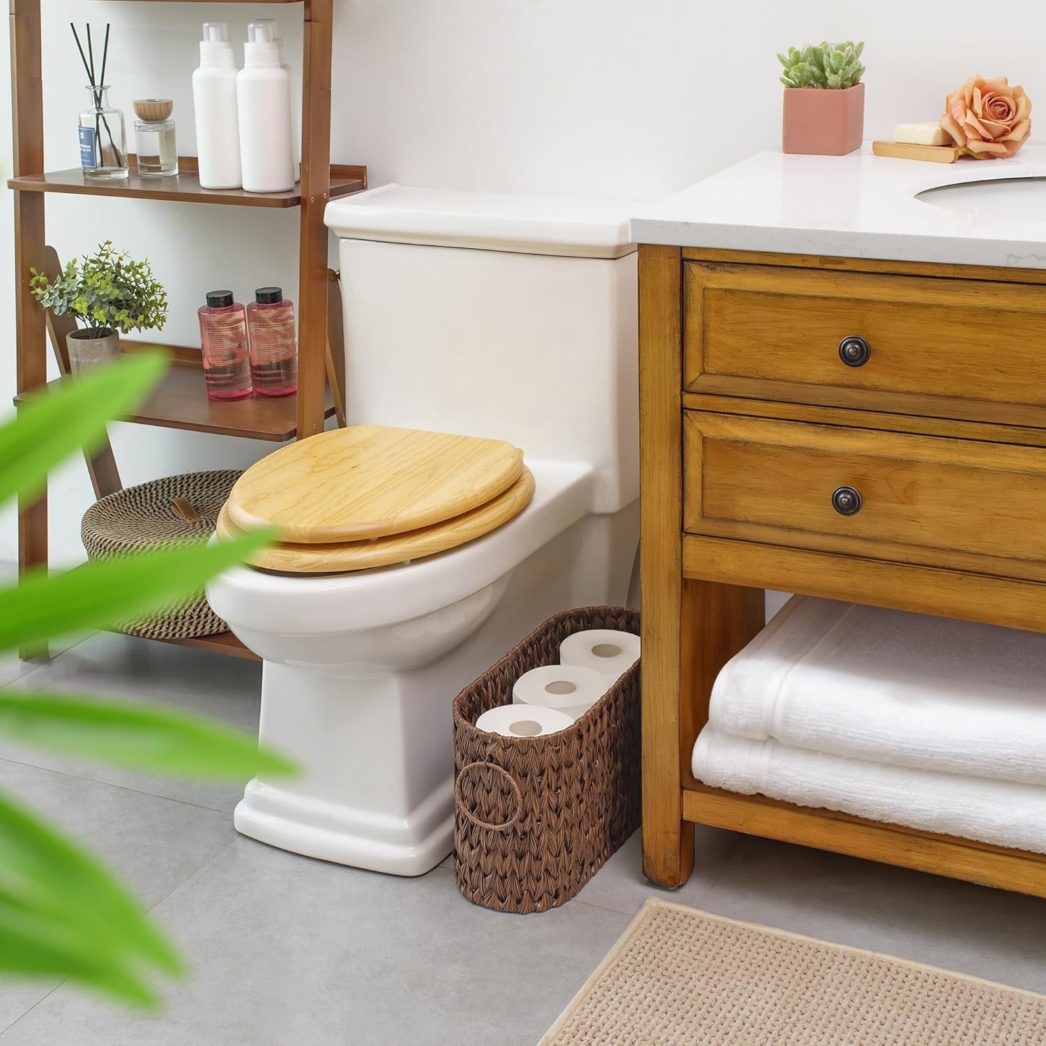 image:imageGRANNY SAYS Toilet Paper Storage Toilet Paper Basket for Bathroom 6 Mega Rolls Holder with Storage Waterproof Bathroom Storage Baskets BrownBrown