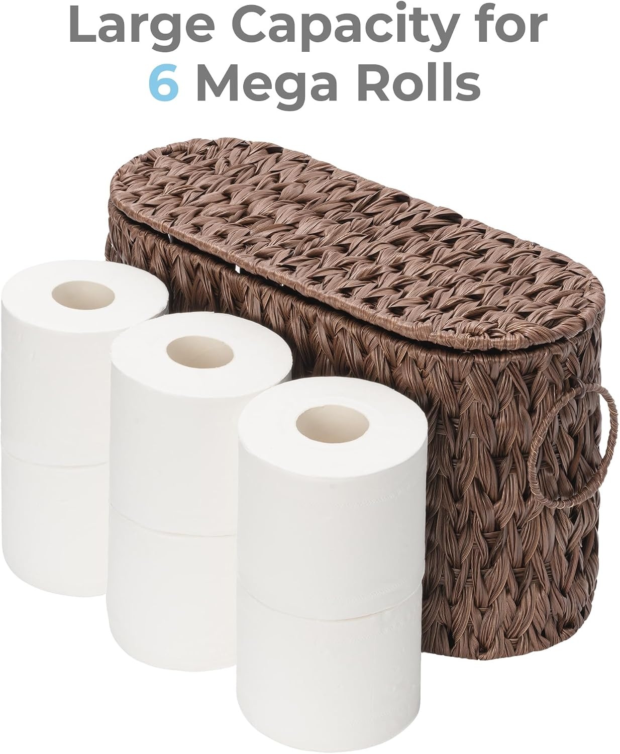 image:imageGRANNY SAYS Toilet Paper Storage Toilet Paper Basket for Bathroom 6 Mega Rolls Holder with Storage Waterproof Bathroom Storage Baskets BrownBrown