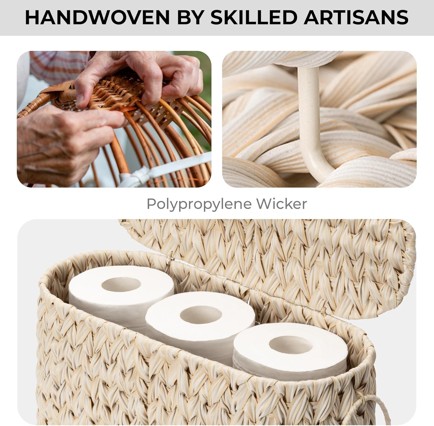 image:imageGRANNY SAYS Toilet Paper Storage Toilet Paper Basket for Bathroom 6 Mega Rolls Holder with Storage Waterproof Bathroom Storage Baskets BrownButter Milk