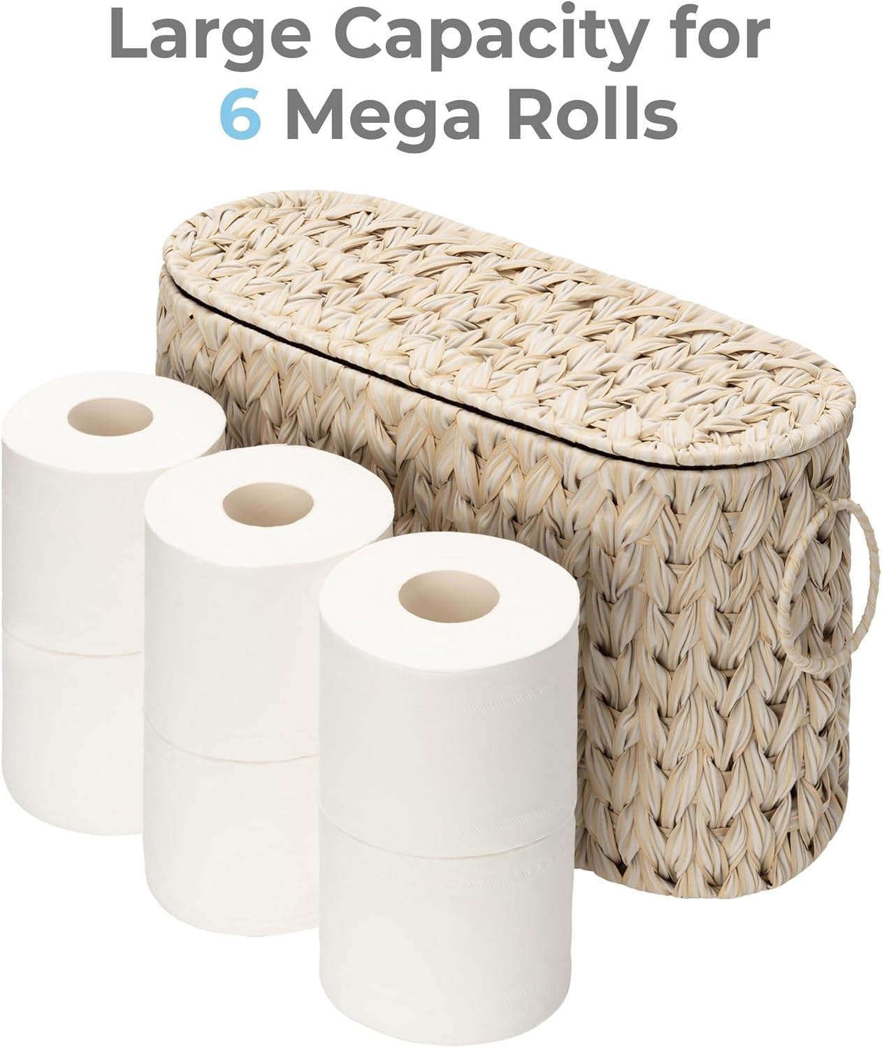 image:imageGRANNY SAYS Toilet Paper Storage Toilet Paper Basket for Bathroom 6 Mega Rolls Holder with Storage Waterproof Bathroom Storage Baskets BrownButter Milk