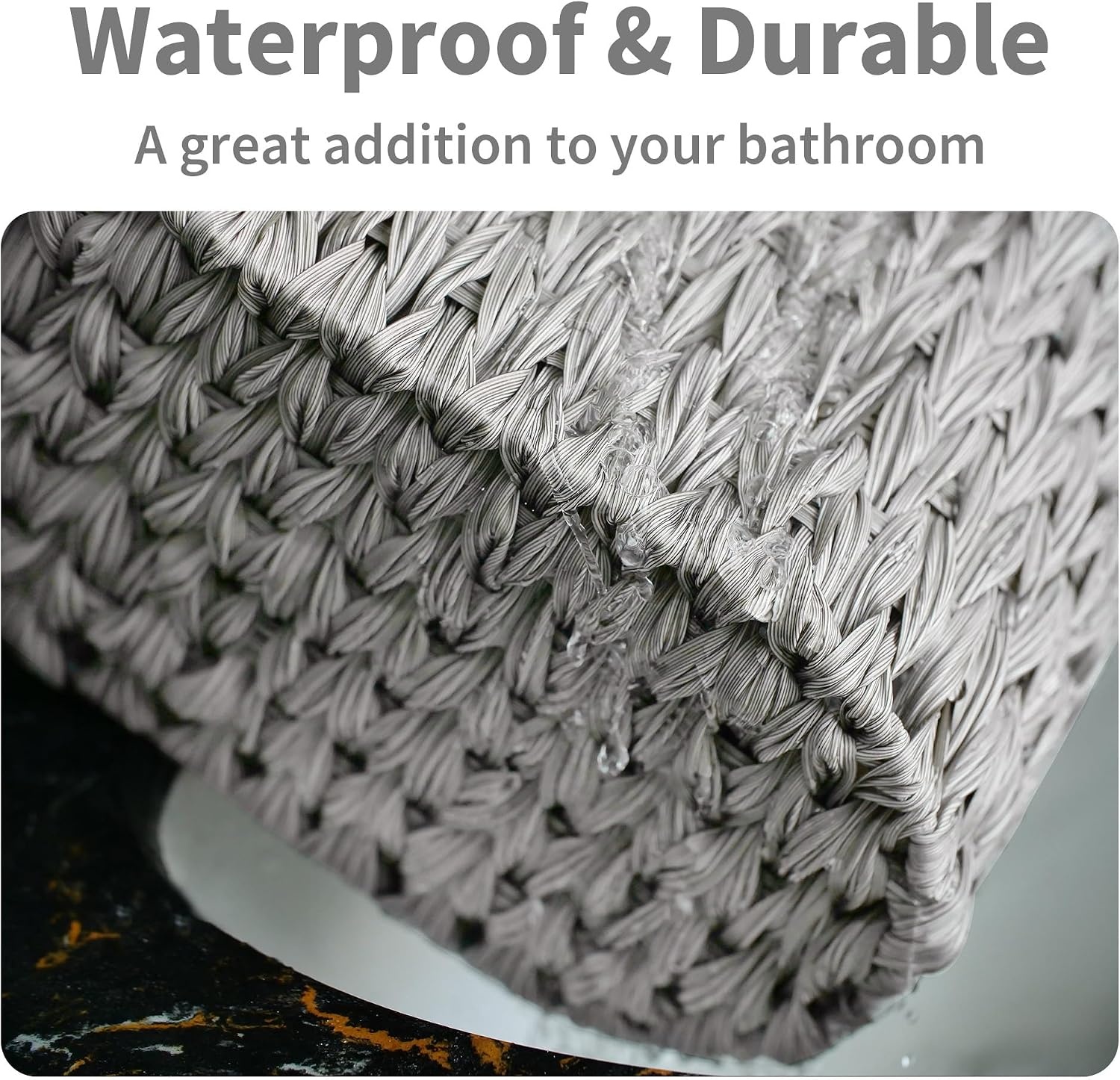image:imageGRANNY SAYS Toilet Paper Storage Toilet Paper Basket for Bathroom 6 Mega Rolls Holder with Storage Waterproof Bathroom Storage Baskets BrownGrey