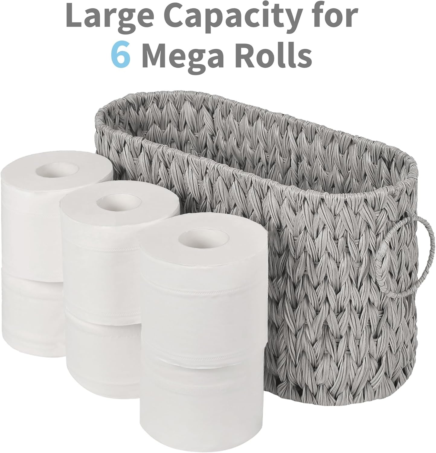 image:imageGRANNY SAYS Toilet Paper Storage Toilet Paper Basket for Bathroom 6 Mega Rolls Holder with Storage Waterproof Bathroom Storage Baskets BrownGrey