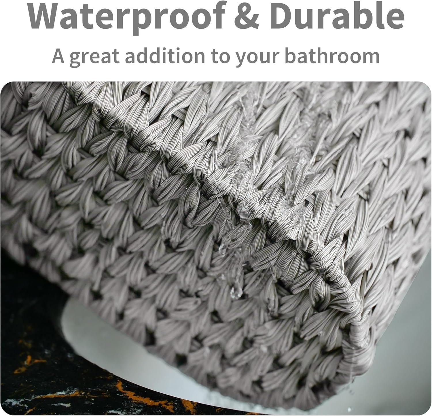 image:imageGRANNY SAYS Toilet Paper Storage Toilet Paper Basket for Bathroom 6 Mega Rolls Holder with Storage Waterproof Bathroom Storage Baskets BrownGrey