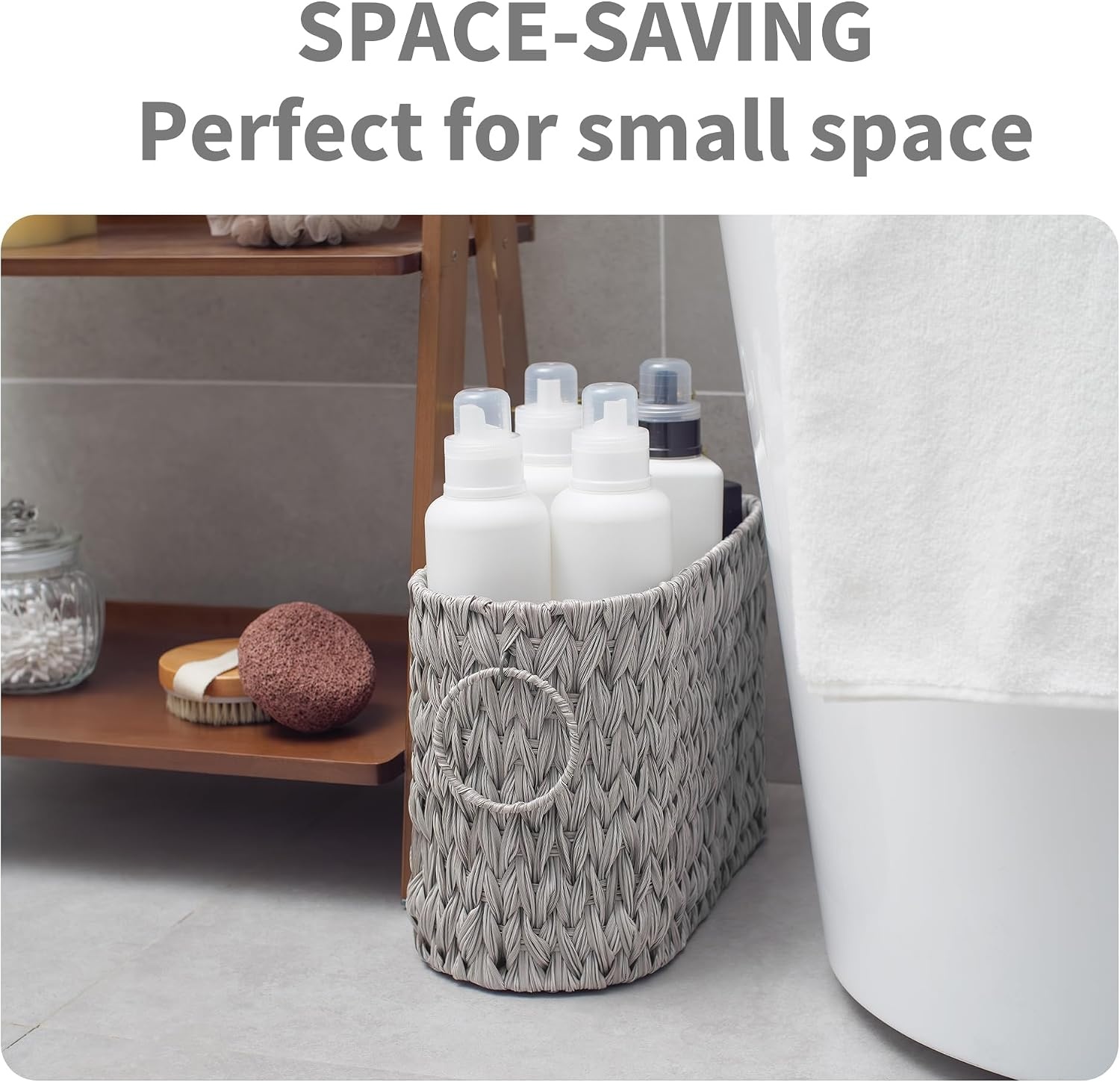 image:imageGRANNY SAYS Toilet Paper Storage Toilet Paper Basket for Bathroom 6 Mega Rolls Holder with Storage Waterproof Bathroom Storage Baskets BrownGrey