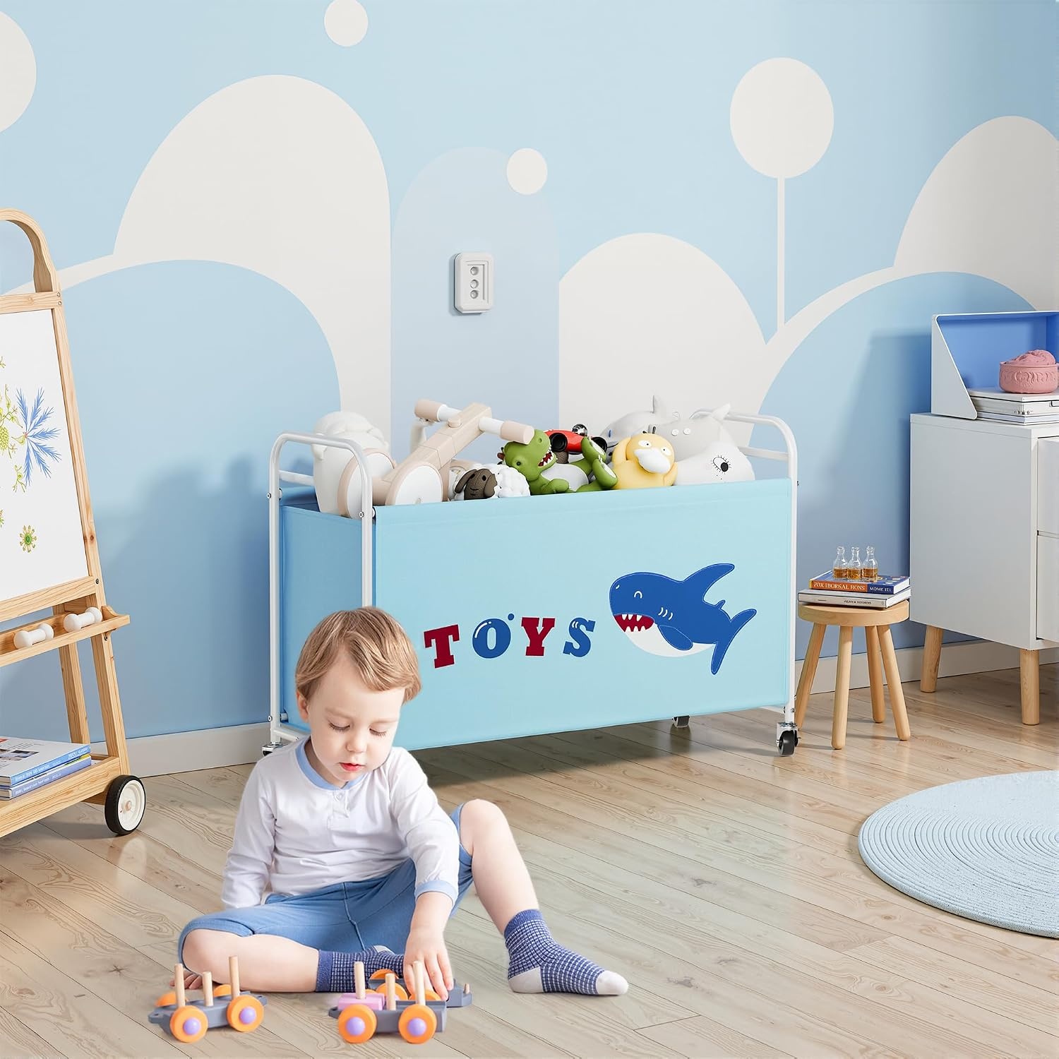 image:imageGRANNY SAYS Toy Box for Boys Girls Large Toy Chest Storage with Wheels Metal Kids Toy Storage Organizer for Stuffed Animals 135L Kids Toy Bins for Bedroom Living Room Nursery BlackBlue