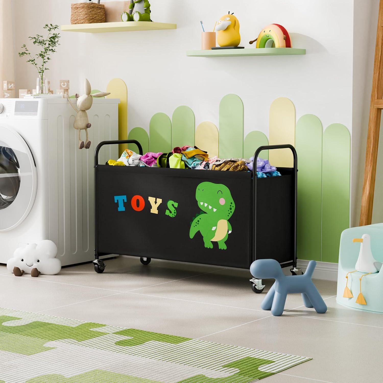 image:imageGRANNY SAYS Toy Box for Boys Girls Large Toy Chest Storage with Wheels Metal Kids Toy Storage Organizer for Stuffed Animals 135L Kids Toy Bins for Bedroom Living Room Nursery BlackBlack