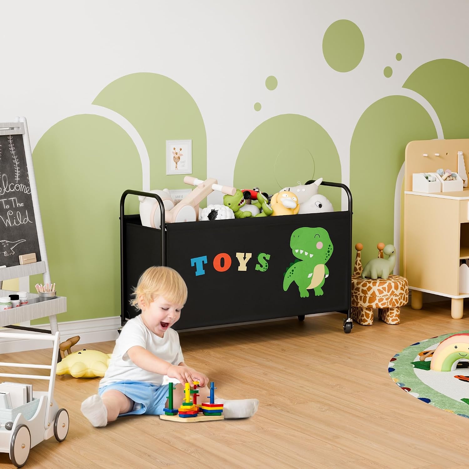 image:imageGRANNY SAYS Toy Box for Boys Girls Large Toy Chest Storage with Wheels Metal Kids Toy Storage Organizer for Stuffed Animals 135L Kids Toy Bins for Bedroom Living Room Nursery BlackBlack