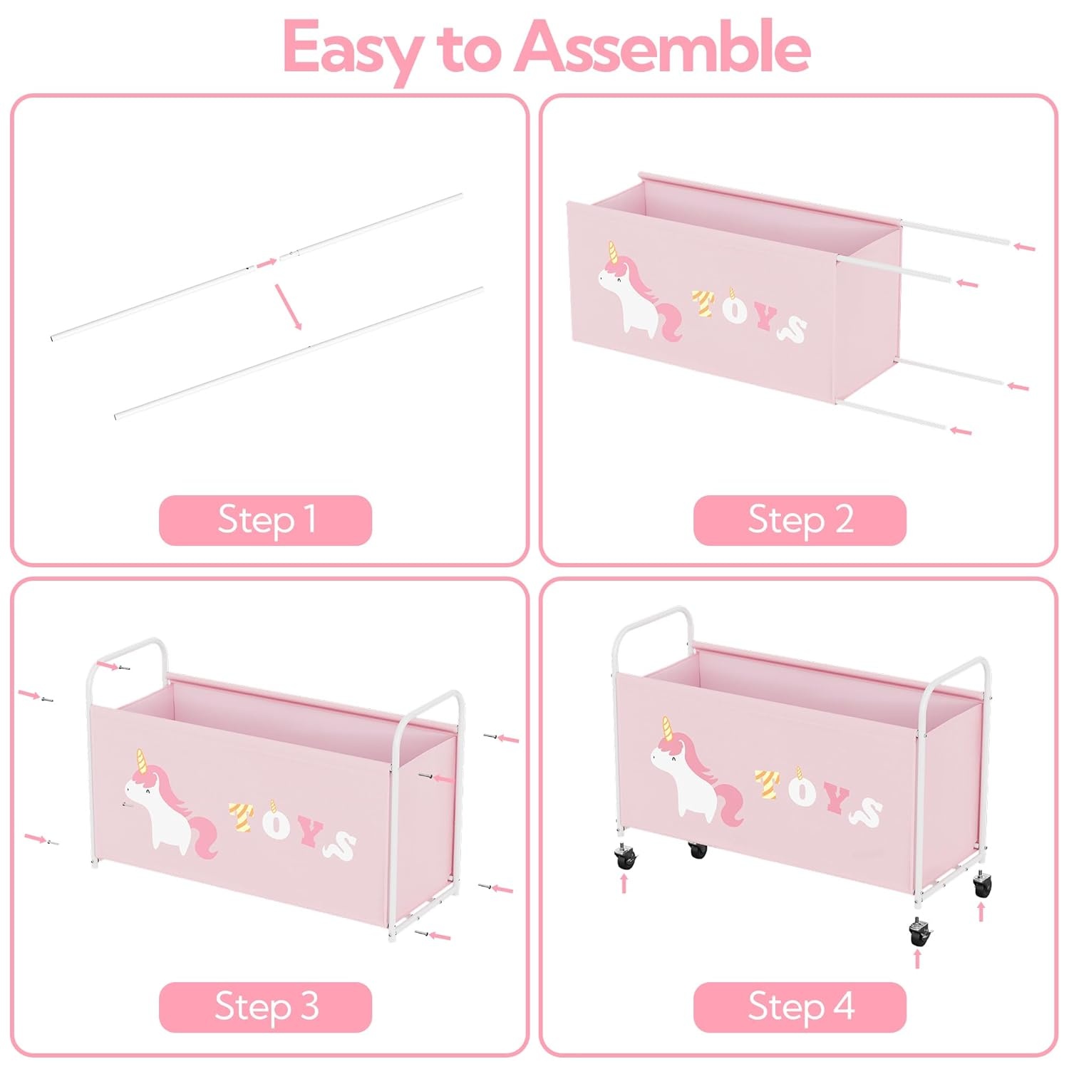 image:imageGRANNY SAYS Toy Box for Boys Girls Large Toy Chest Storage with Wheels Metal Kids Toy Storage Organizer for Stuffed Animals 135L Kids Toy Bins for Bedroom Living Room Nursery BlackPink