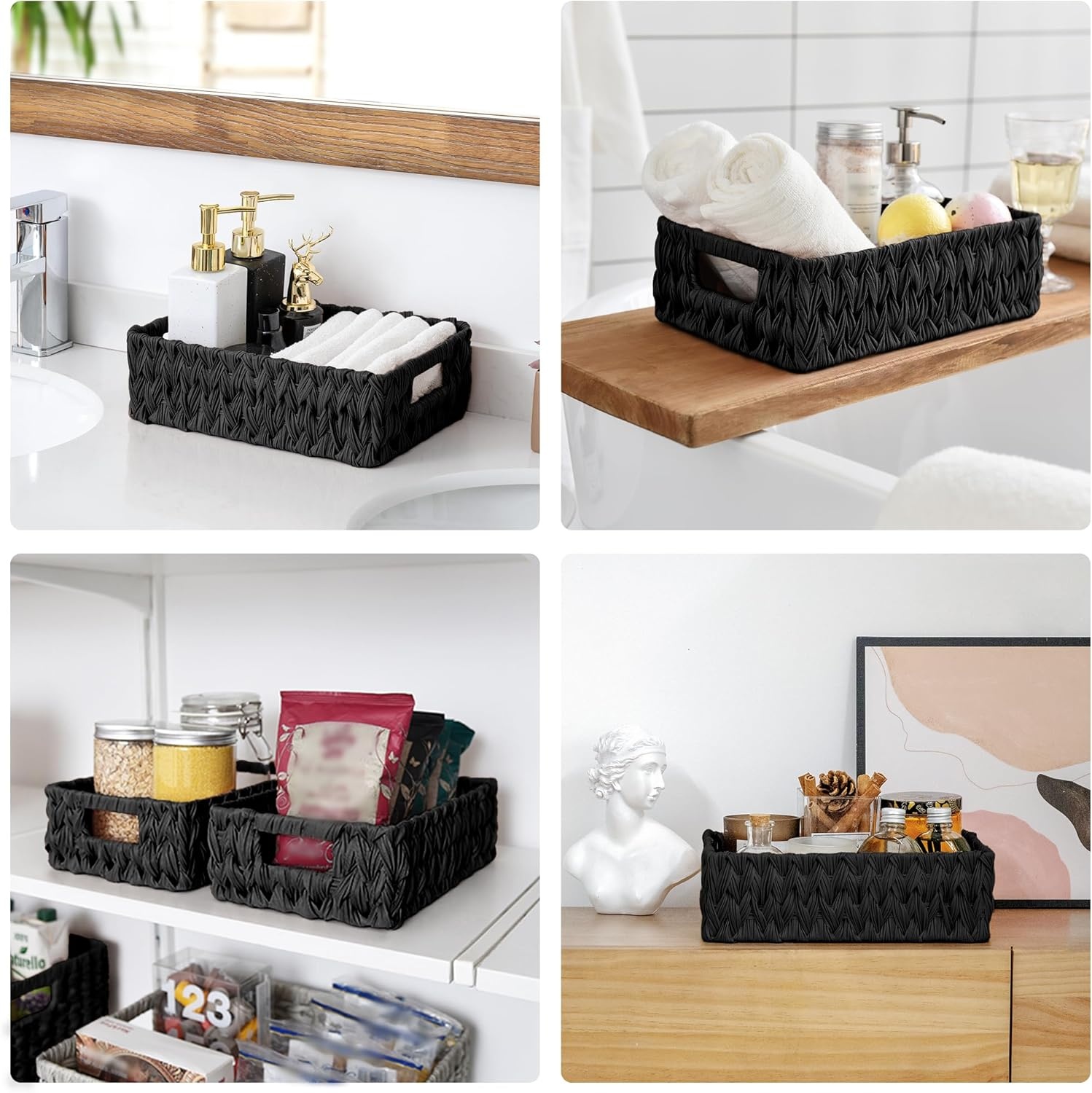 image:imageGRANNY SAYS Wicker Basket Decorative Woven Baskets for Storage Waterproof Storage Basket Organizer Wicker Storage Basket for Organizing 2Pack BlackBlack