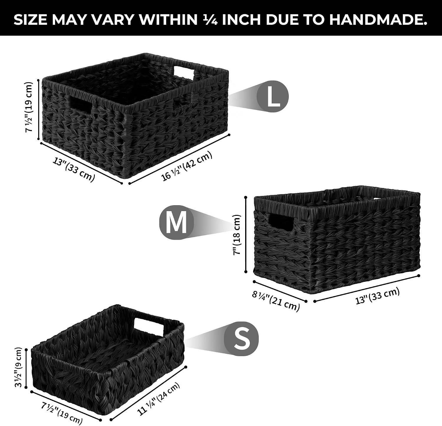 image:imageGRANNY SAYS Wicker Basket Decorative Woven Baskets for Storage Waterproof Storage Basket Organizer Wicker Storage Basket for Organizing 2Pack BlackBlack