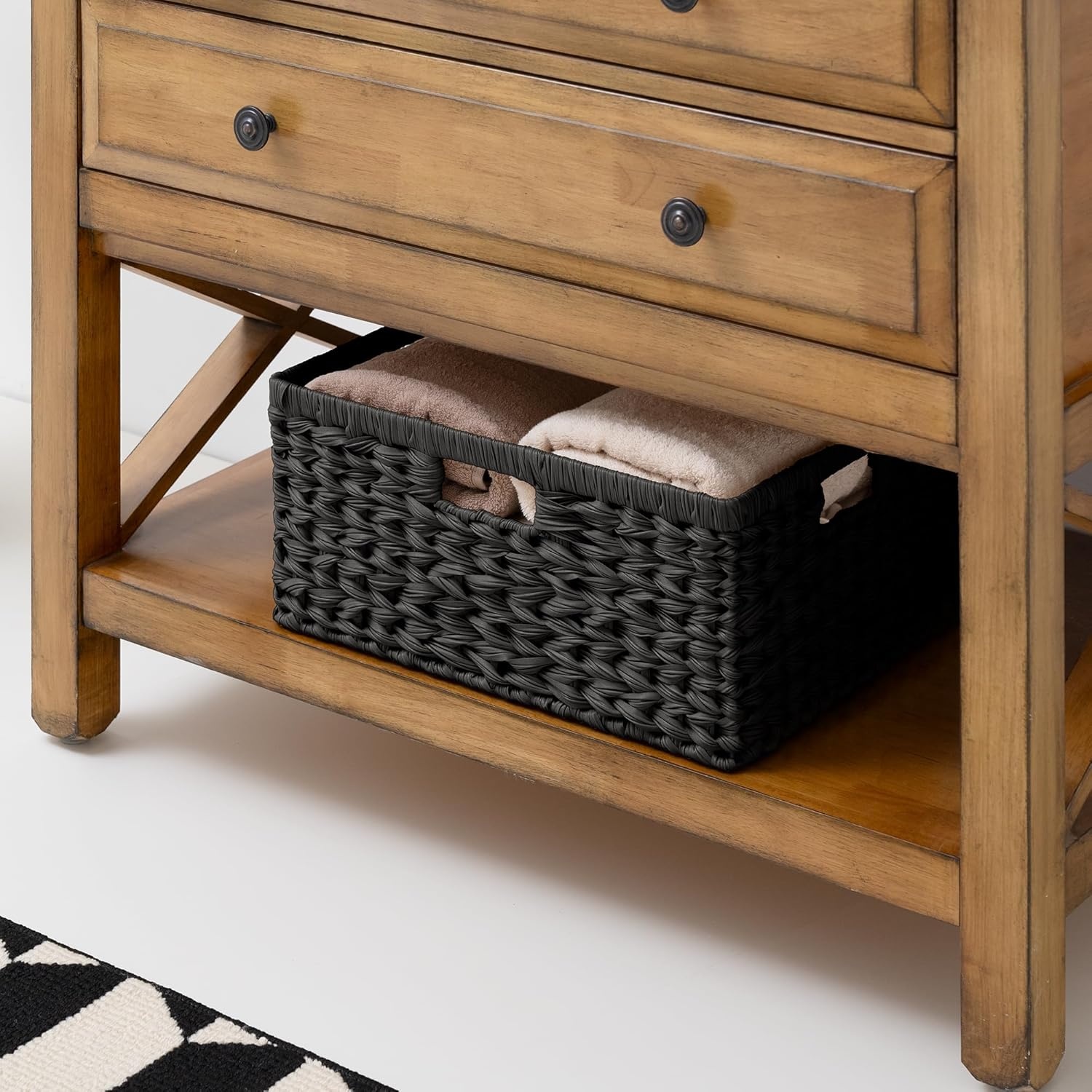 image:imageGRANNY SAYS Wicker Basket Decorative Woven Baskets for Storage Waterproof Storage Basket Organizer Wicker Storage Basket for Organizing 2Pack BlackBlack